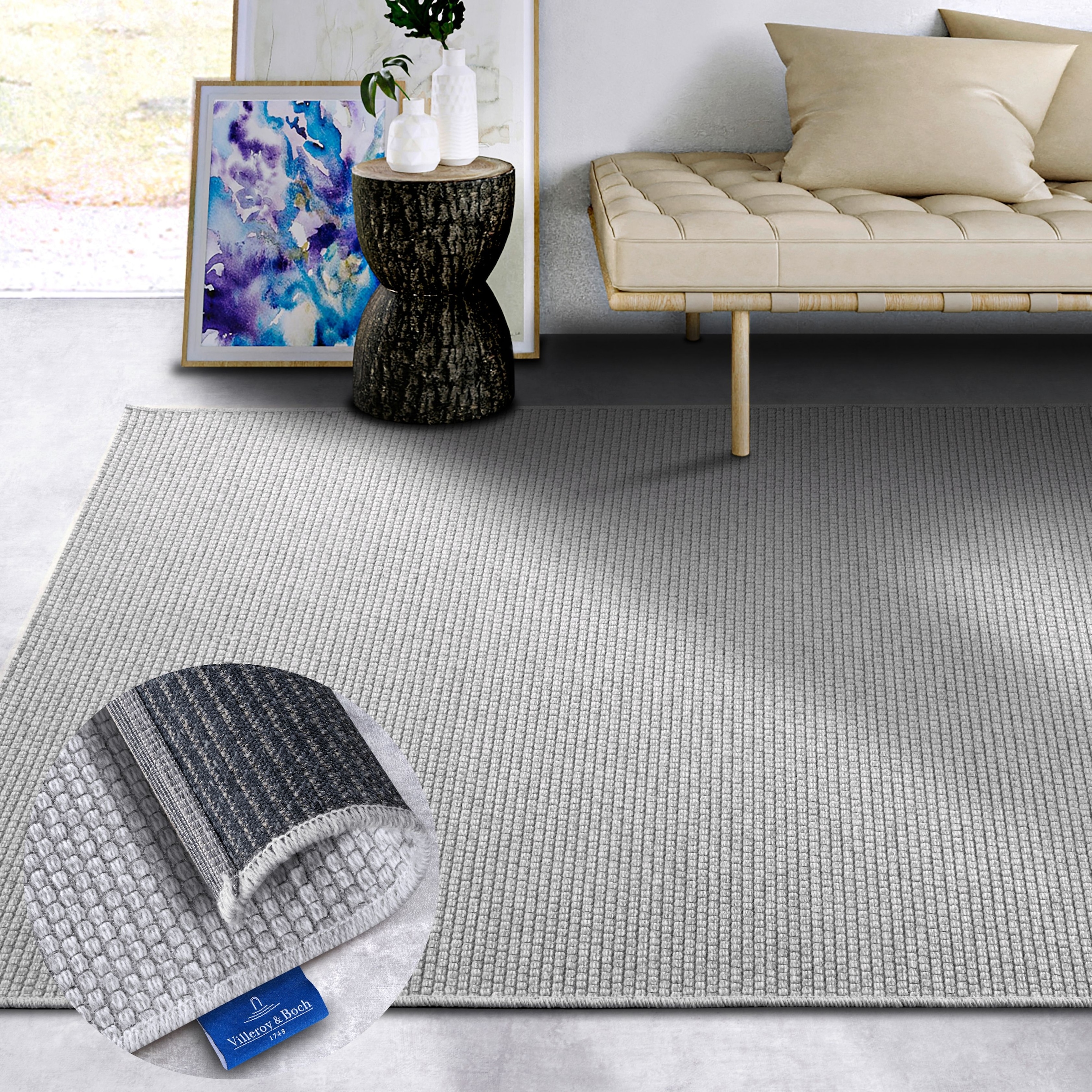 Villeroy & Boch Wollteppich "Charles" rechteckig 5 mm Höhe Schurwolle, Wolle, Natur, Wohnzimmer, Schlafzimmer, Boho, Skandi