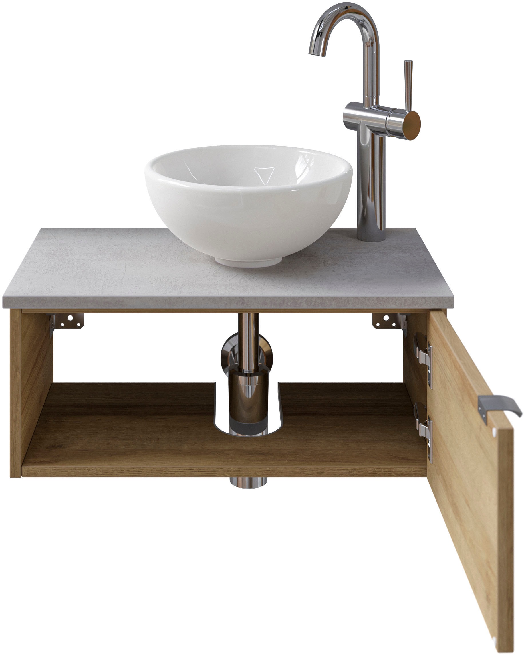 Saphir Badmöbel-Set »Serie 6915«, (4 St.), Gäste-Bad, 61 cm breit, mit LED-Spiegel, offenem Fach und 1 Tür