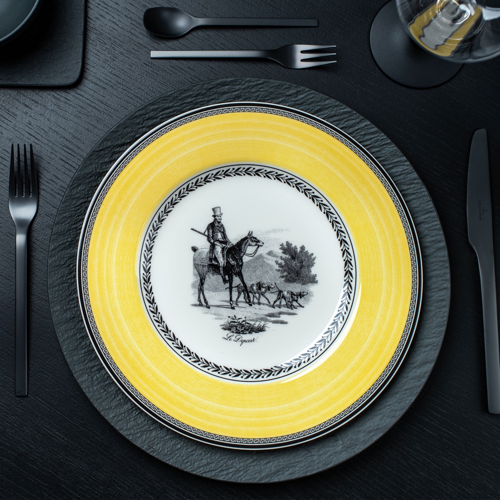 Villeroy & Boch Speiseteller »Speiseteller Audun Chasse ø 27,1 cm 6er Set weiß-grau-gelb«
