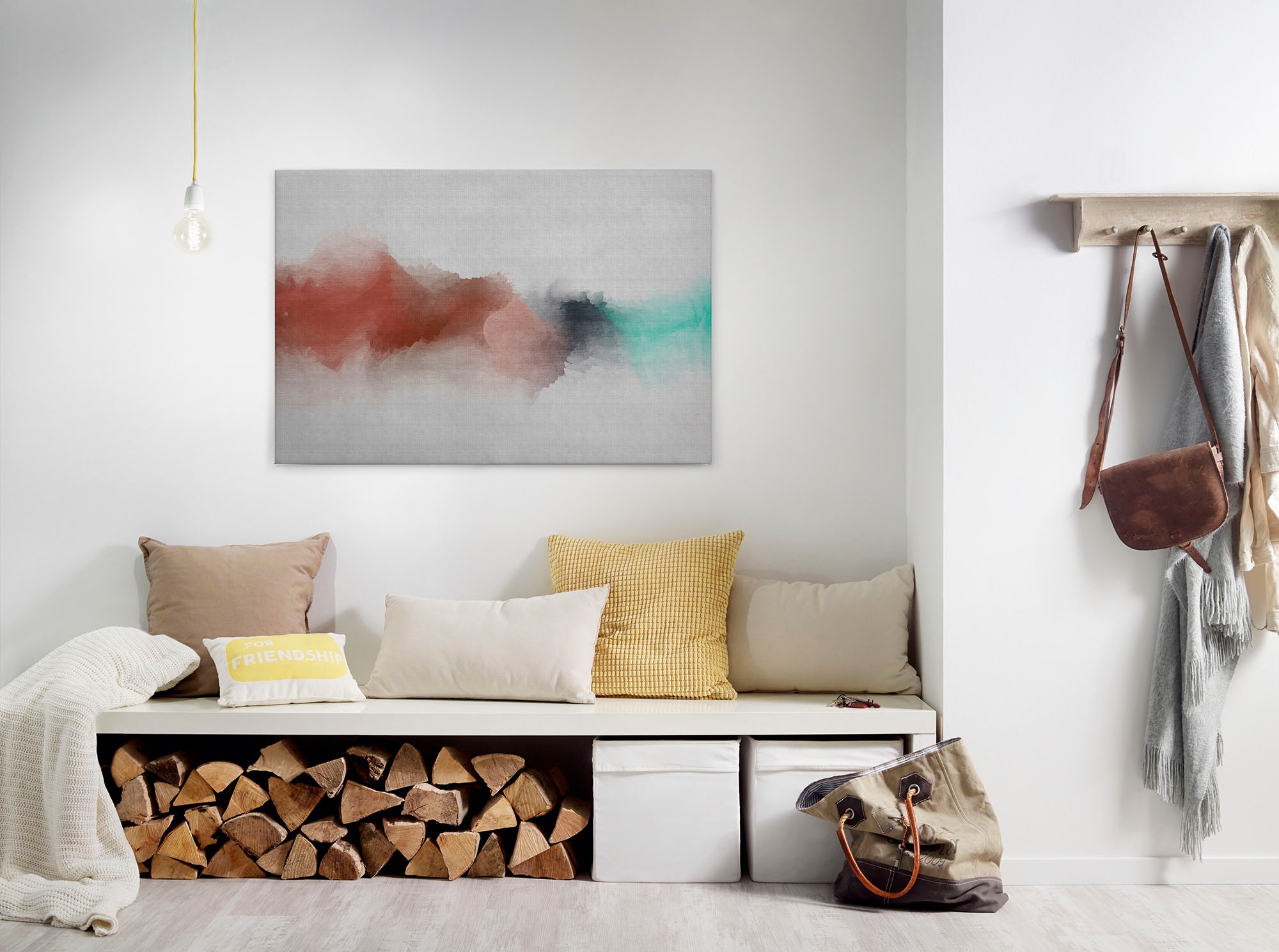 A.S. Création Leinwandbild "daydream" Abstrakt Kunst 1 Stk. tlg. Keilrahmen Bild Farben Grau Bunt Leinwand-Bild Wohnzimmer modern Wand