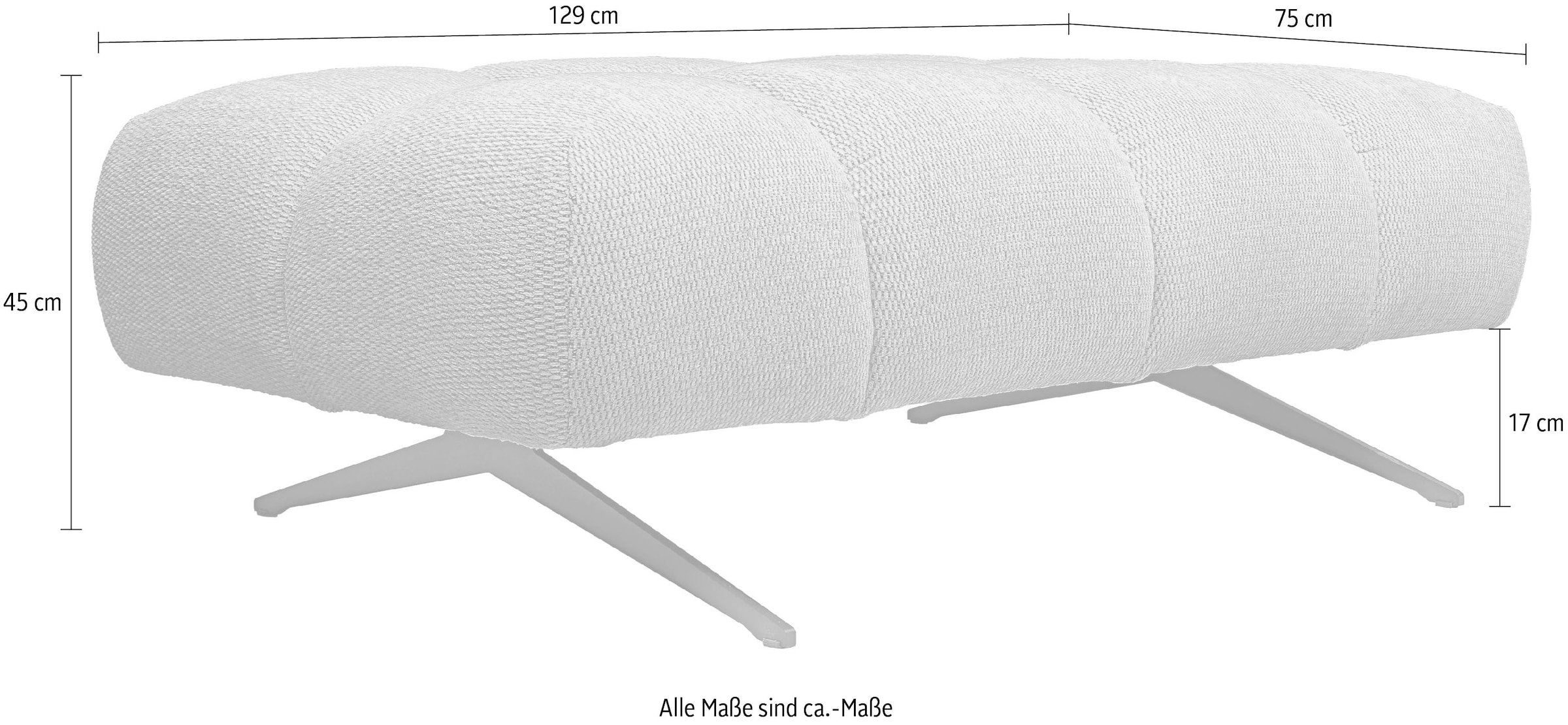 WERK2 Polsterhocker »Prado-S in Bubble-Optik, passend zum Designer Sofa Prado-S« Großer Polsterhocker in Chenille, 129 cm breit & 45 cm hoch