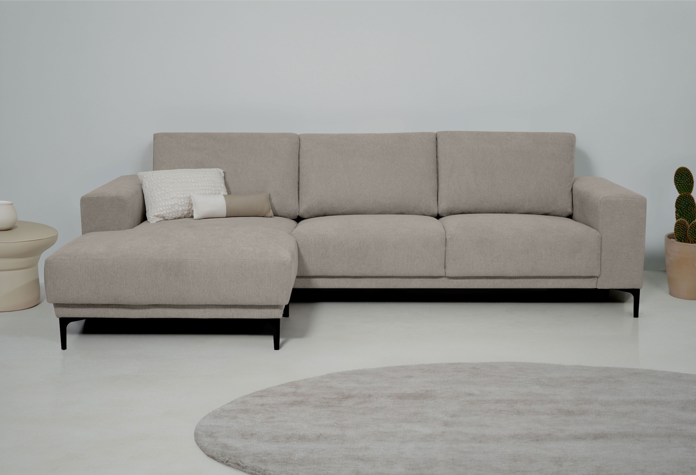 Places of Style Ecksofa »Xander, L-Form,«, Breite 280 cm, Soft-Touch Chenille, schwarze Metallfüßen
