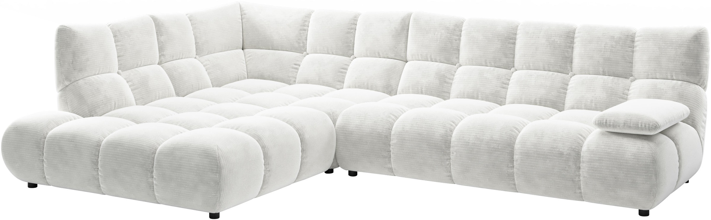 Home affaire Ecksofa "Cozy Bubble, mit klappbarer Armlehne, Breite 324 cm" mit eleganter Steppung, Rundumbezug & weicher Polsterung