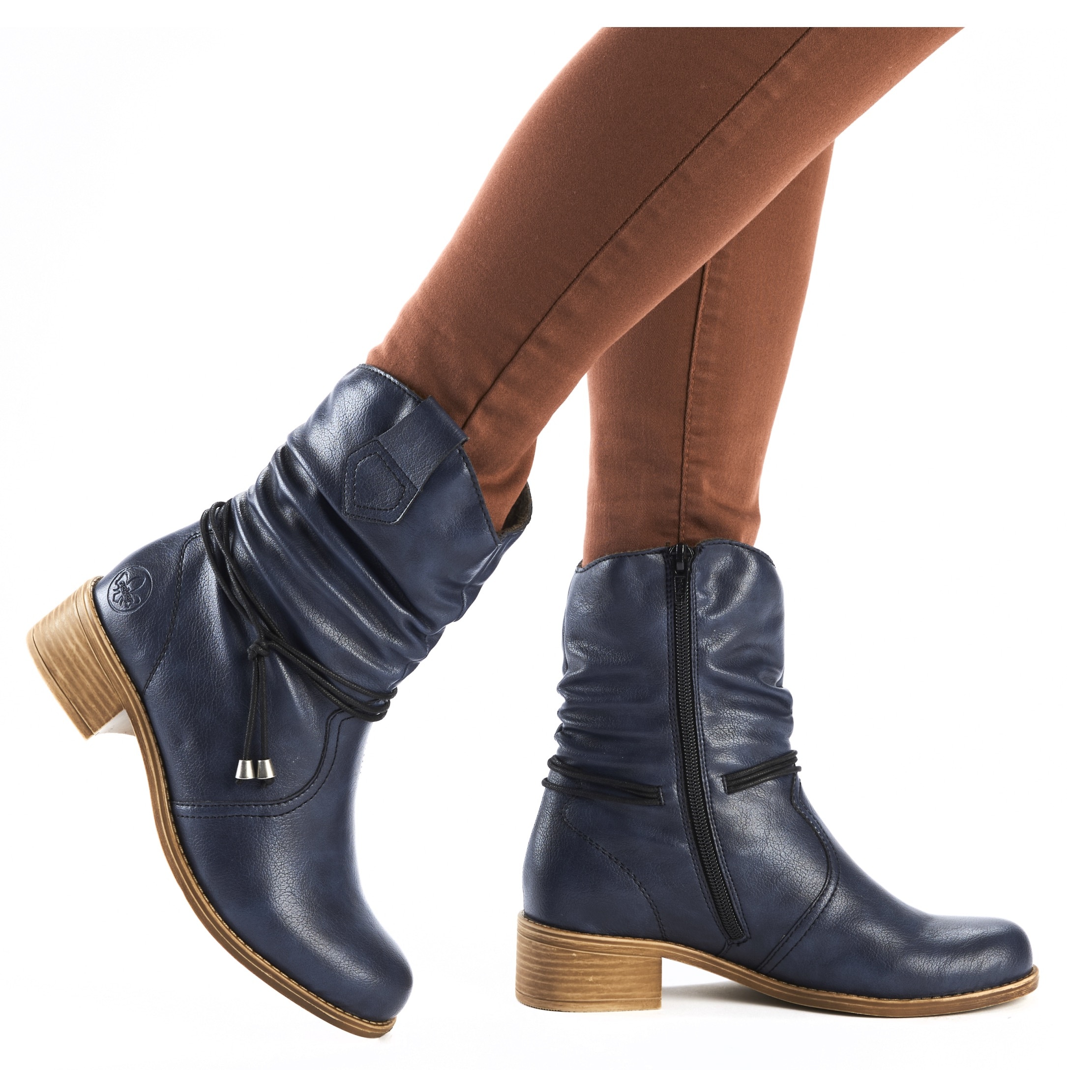 Rieker Winterstiefelette, Boots, Blockabsatz, slouchy Schaft, mit Innenreißverschluss