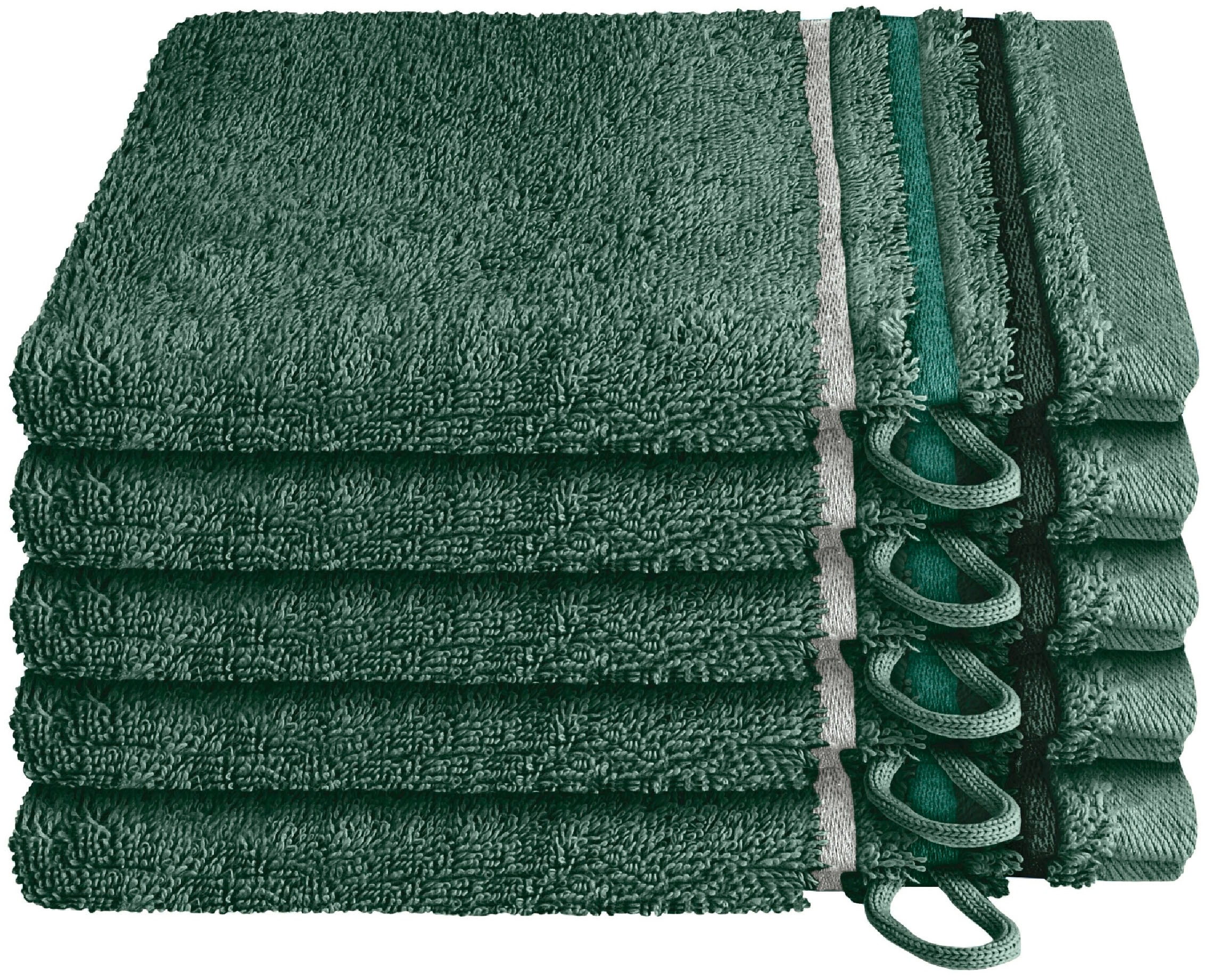 Schiesser Waschhandschuh »Skyline Color aus 100 % Baumwolle mit eleganter Streifenbordüre«, (5 St., 5 Waschhandschuhe (16x22 cm), MADE IN GREEN by OEKO-TEX®