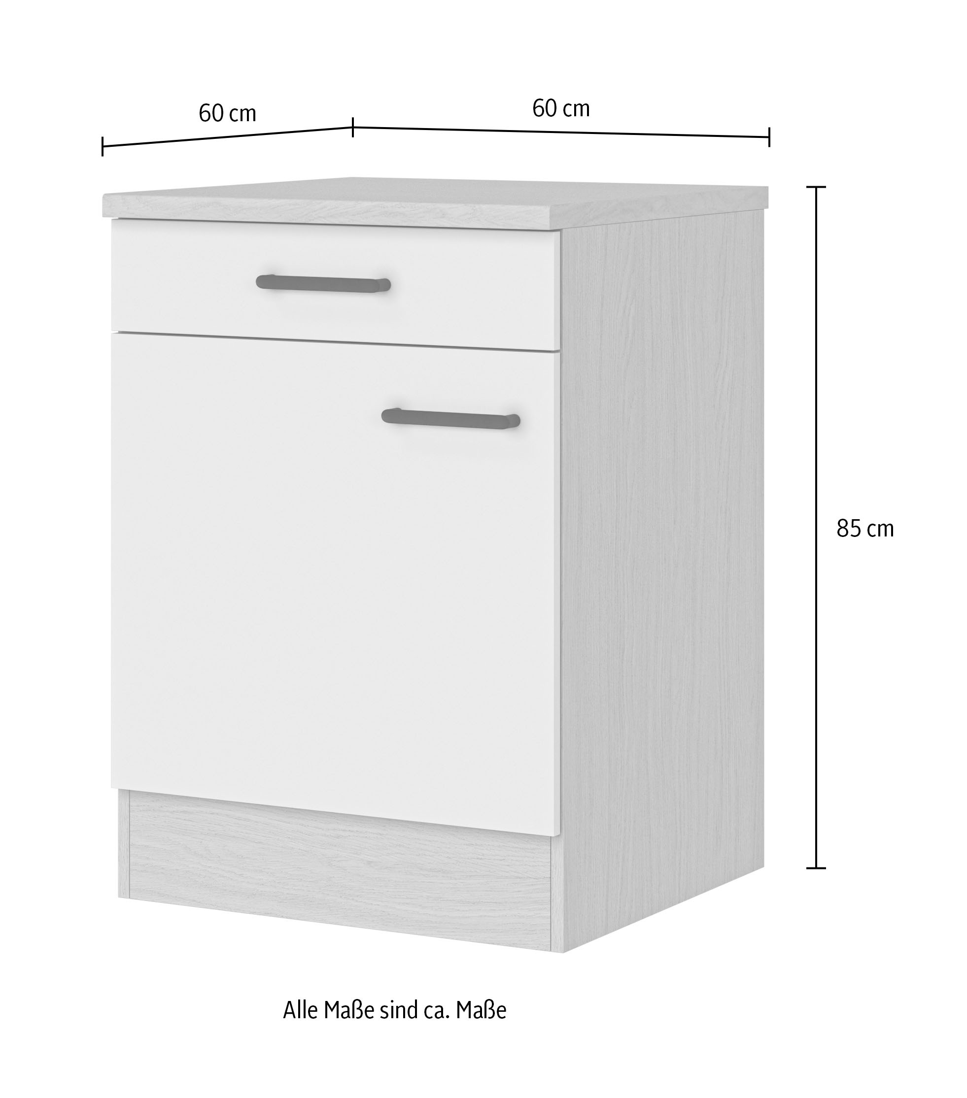 Flex-Well Unterschrank »Creso« 1 Stk. tlg. wahlweise in 2 Breiten, mit Einlegeboden und Metallgriff