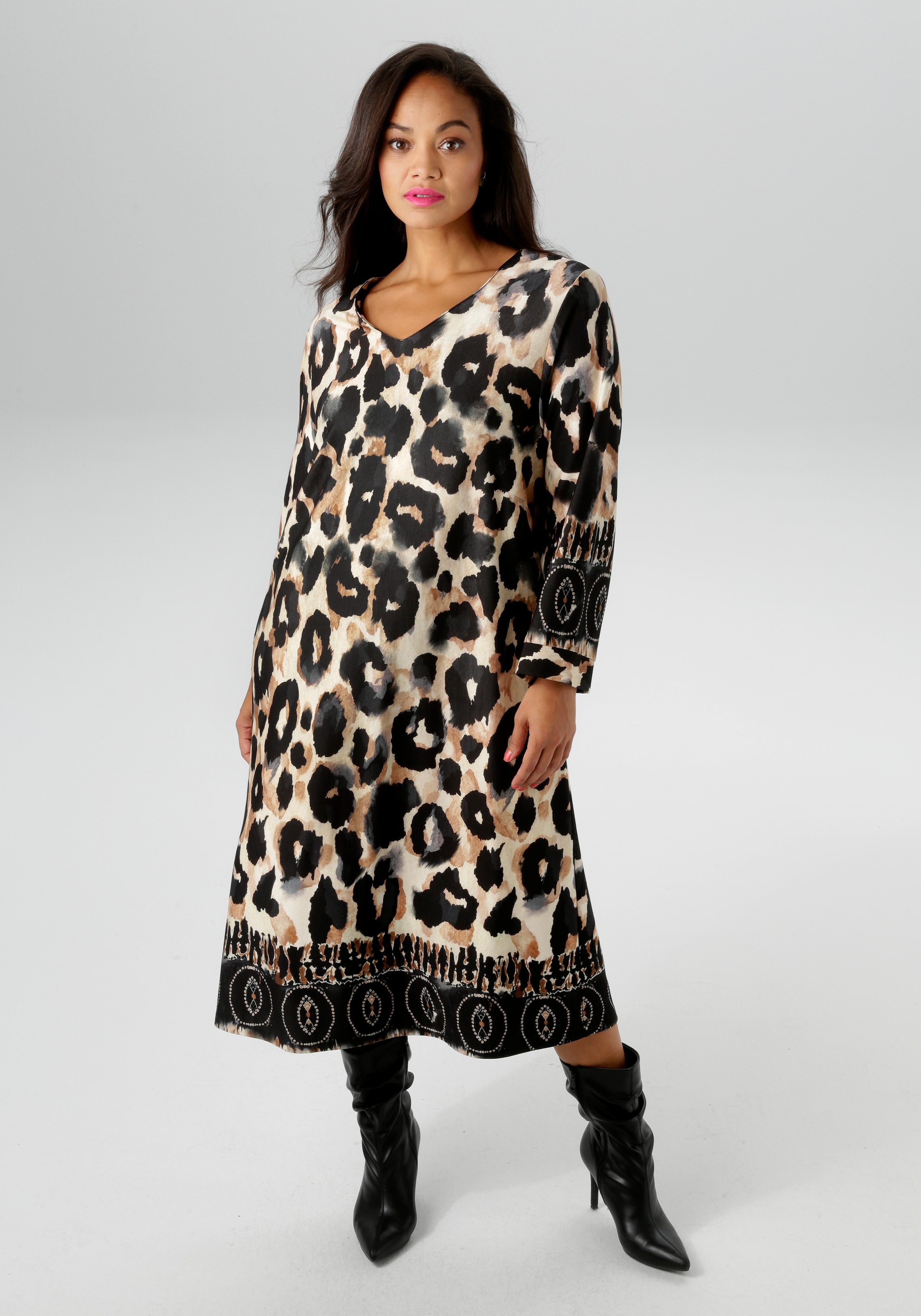 Aniston PLUS Jerseykleid, in ausdrucksvoller Animalprint - NEUE KOLLEKTION günstig online kaufen