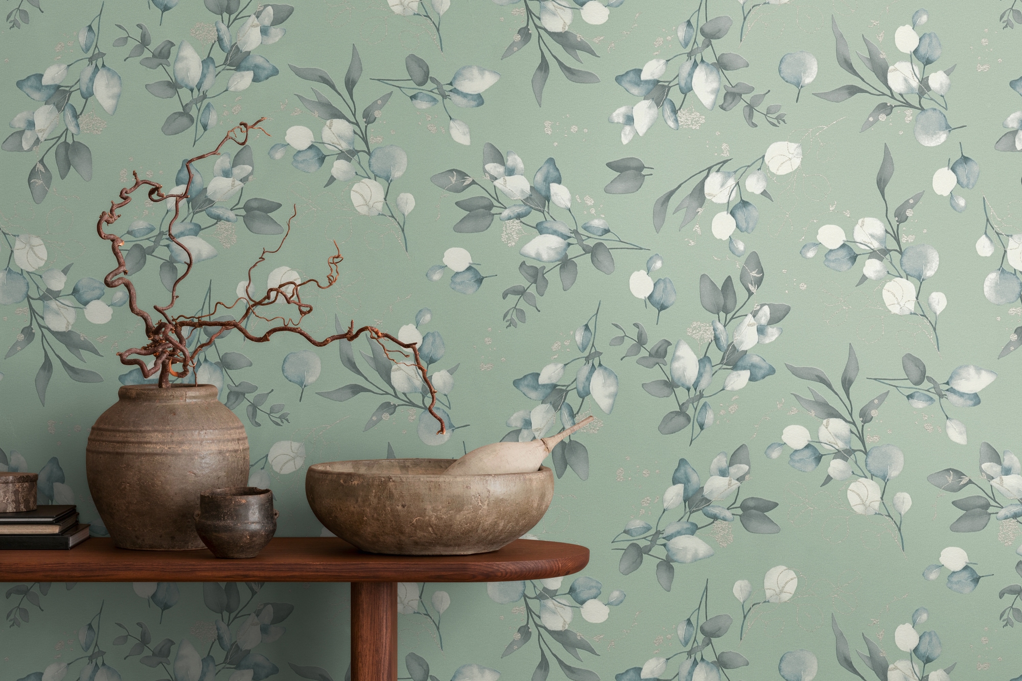 A.S. Création Vliestapete »Pure Elegance Blumen-Tapete Mustertapete Blümchen Blattmuster«, leicht glänzend, Vliestapete floral für Schlafzimmer Küche Wohnzimmer Blumen Design