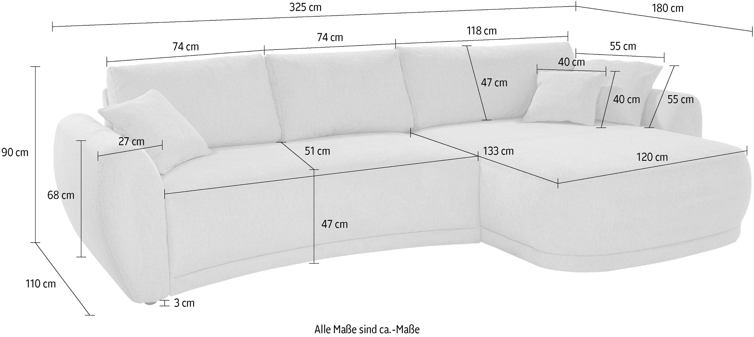 Jockenhöfer Gruppe Ecksofa »Laguna L-Form mit Federkernpolsterung«, in einer soften, ansprechenden Optik, links/rechts montierbar