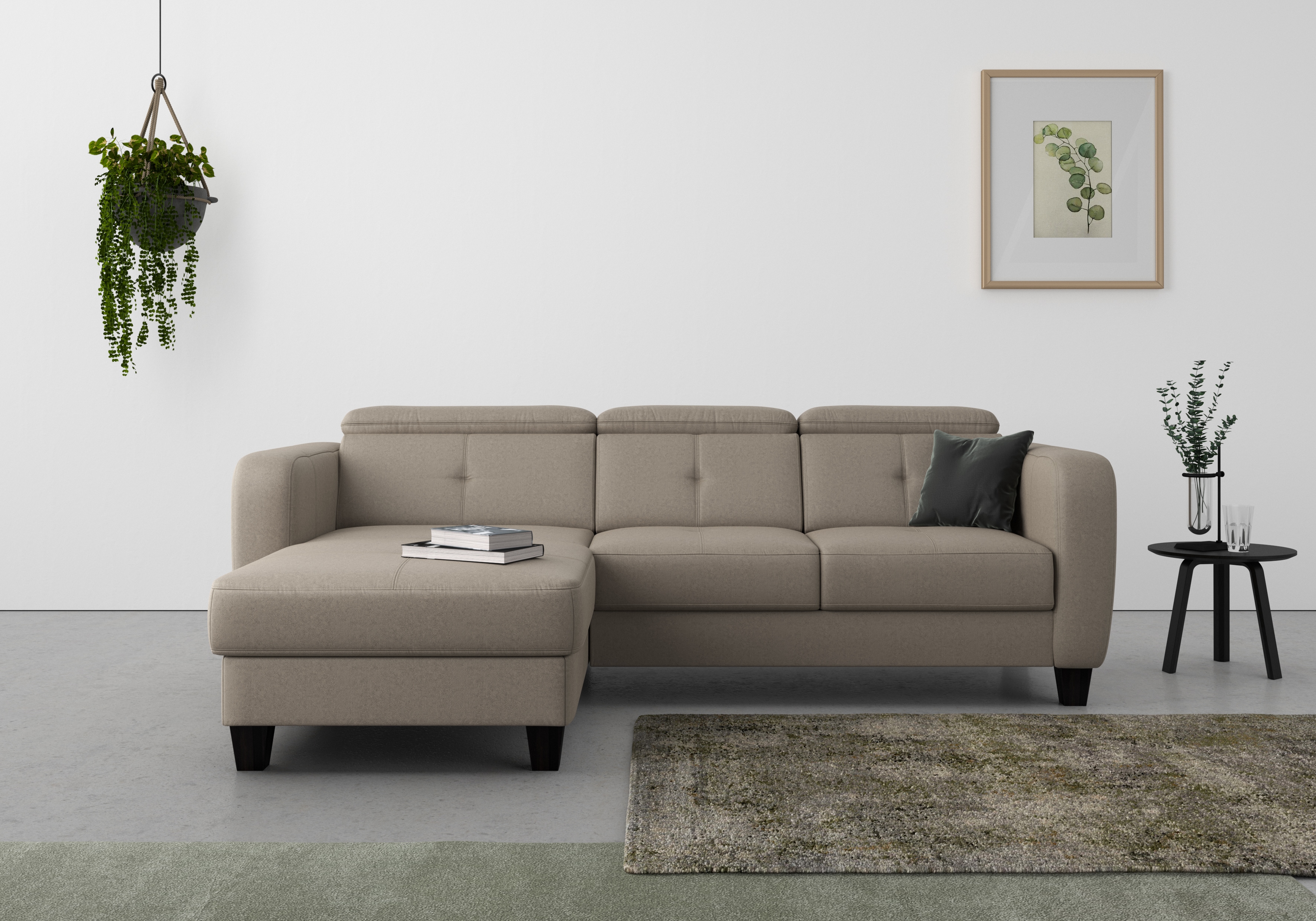 sit&more Ecksofa "Belluci L-Form" inklusive Federkern, wahlweise mit Schlaffunktion und Bettkasten