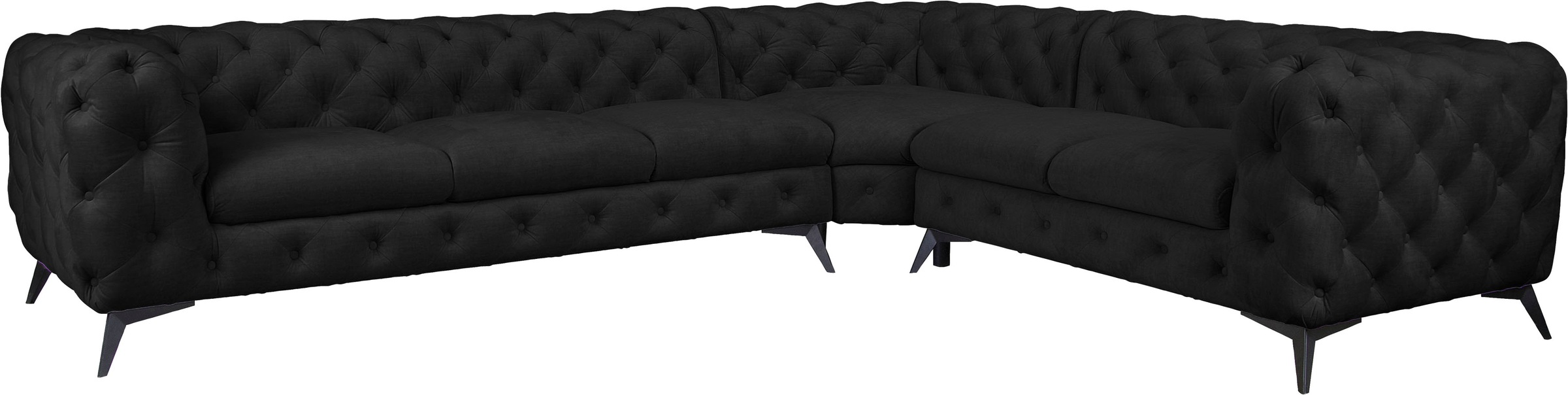 Thumbnail - Leonique Chesterfield-Sofa "Ecksofa GLYNIS L-Form mit Wellenunterfederung, Maße B/T/H 323/264/75cm", aufwändige Knopfhef...