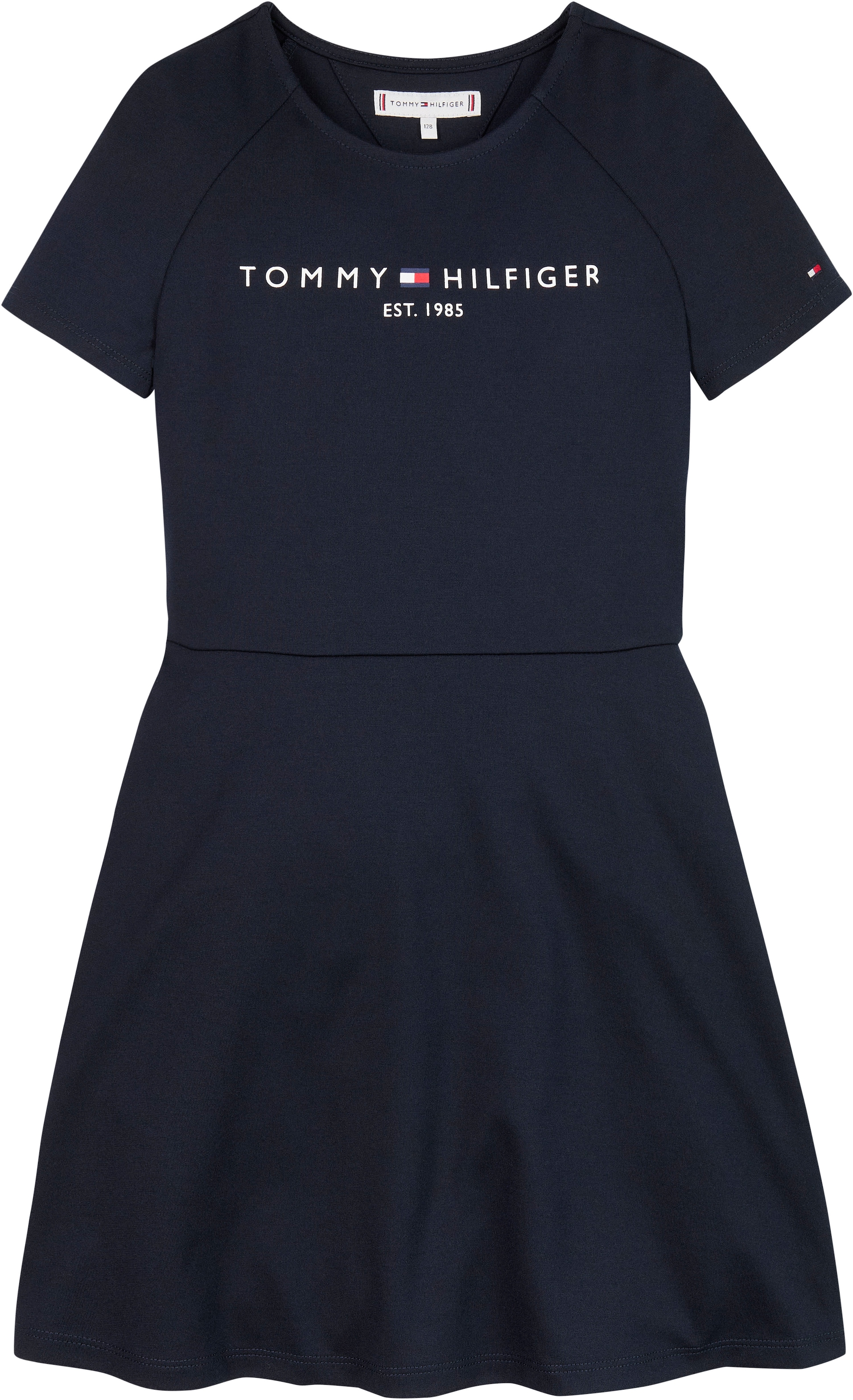 Tommy Hilfiger A-Linien-Kleid »PUNTO FIT & FLARE DRESS SS« Kinder bis 16 Jahre mit Logoschriftzug