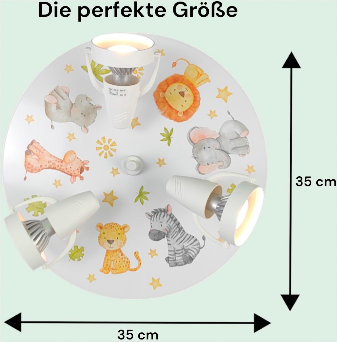 niermann Deckenleuchte »Kinderlampe mit Motiv "Little Safari", Strahler für Kinderzimmer« GU10 1 Stk. 3 schwenk- und drehbare Strahler, Made in Germany