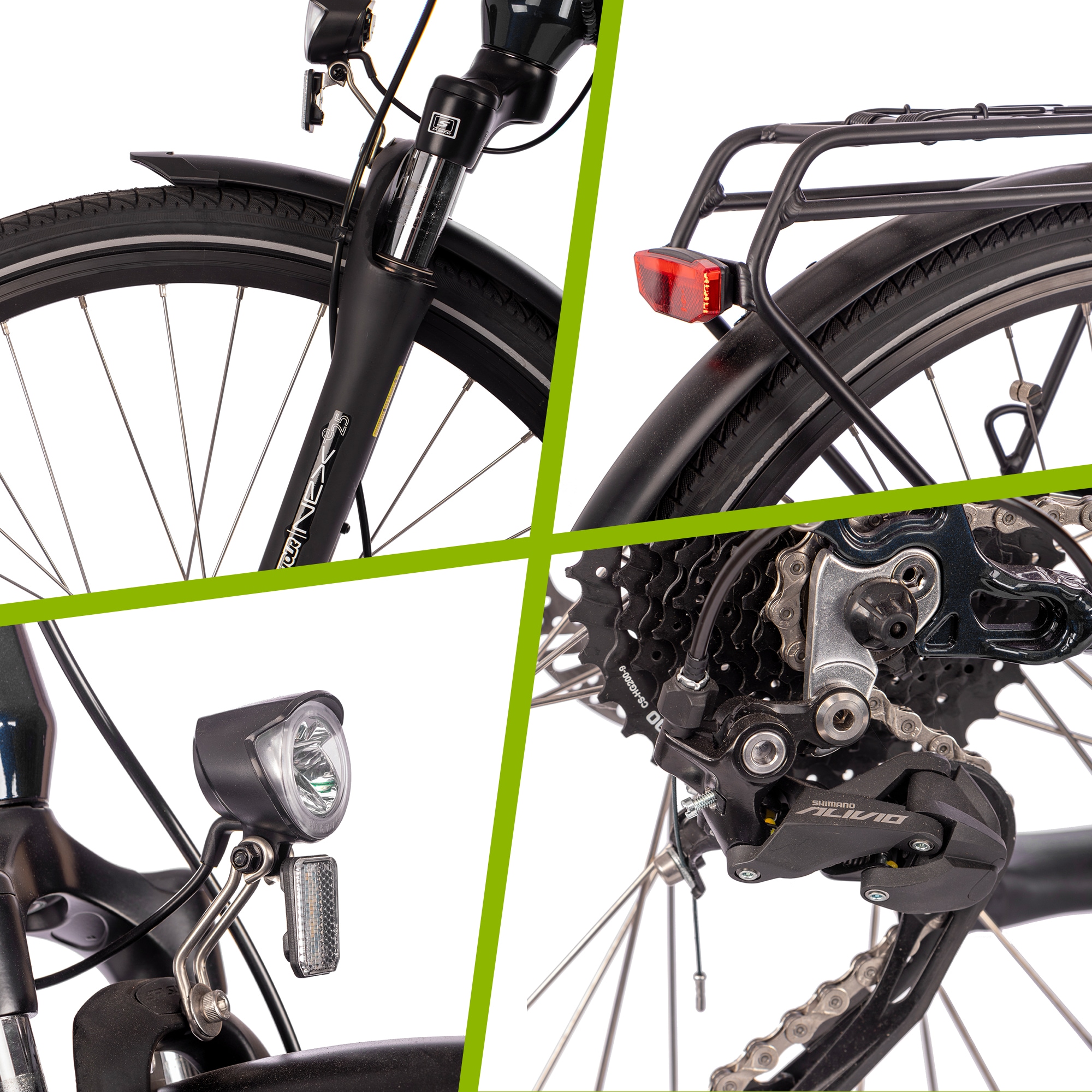SAXONETTE »ADVANCED SPORT« 3 Gang Shimano Alivio Schaltwerk Kettenschaltung Heckmotor 250 W (mit integr. Akku), Elektrofahrrad für Alltag und Einkauf