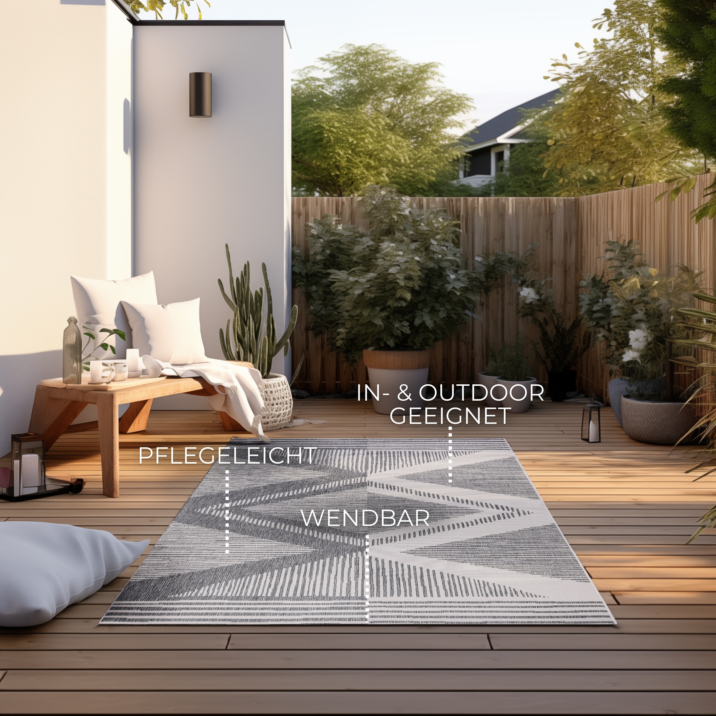 Thumbnail - ELLE DECORATION Teppich "Rhombus, In- und Outdoor" rechteckig 5 mm Höhe Flachgewebe, In-& Outdoor, Modern, Wendeteppich,...