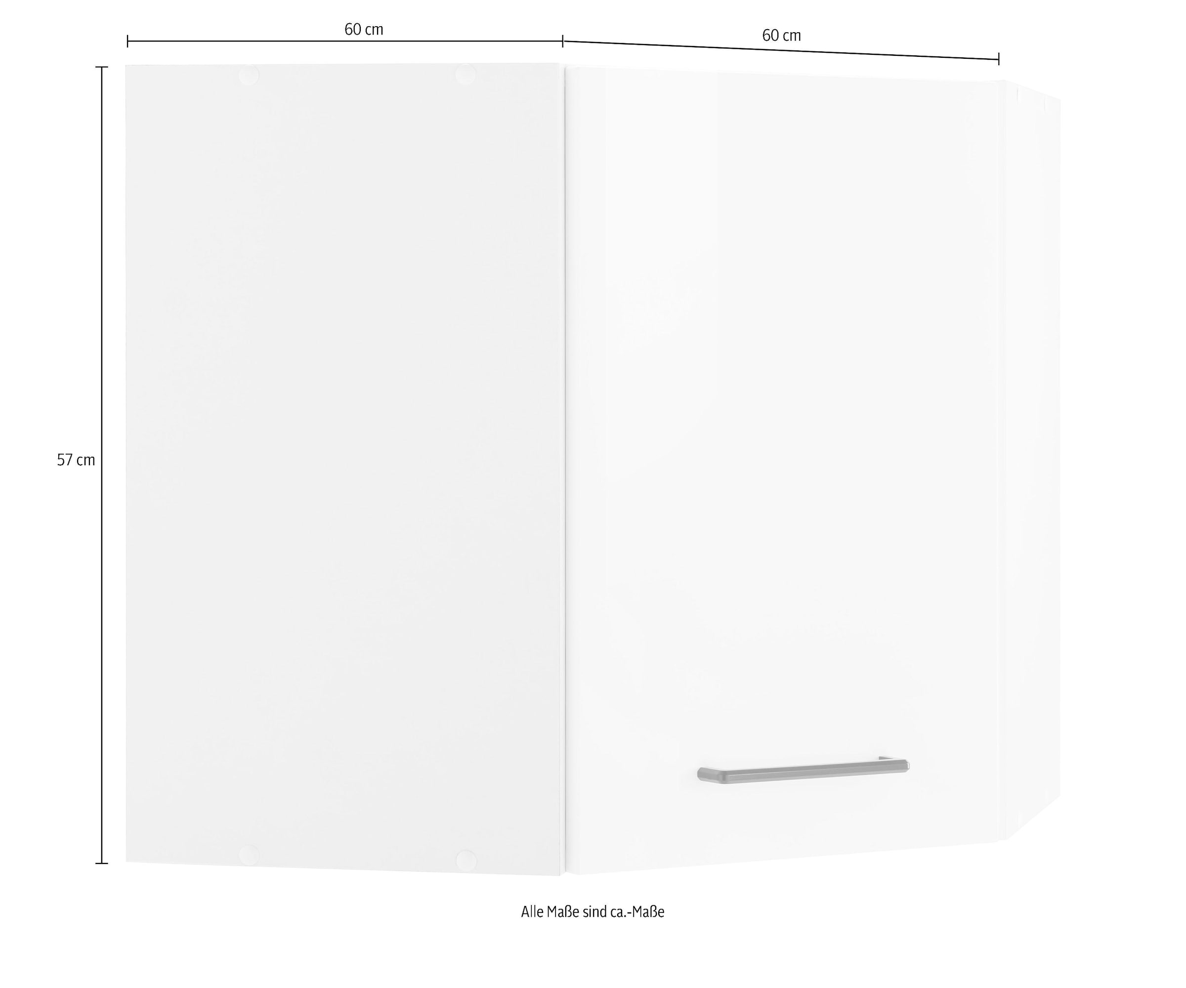 KOCHSTATION Eckhängeschrank »KS-Tulsa«, 60 cm breit, 1 Tür, schwarzer Metallgriff, hochwertige MDF Front