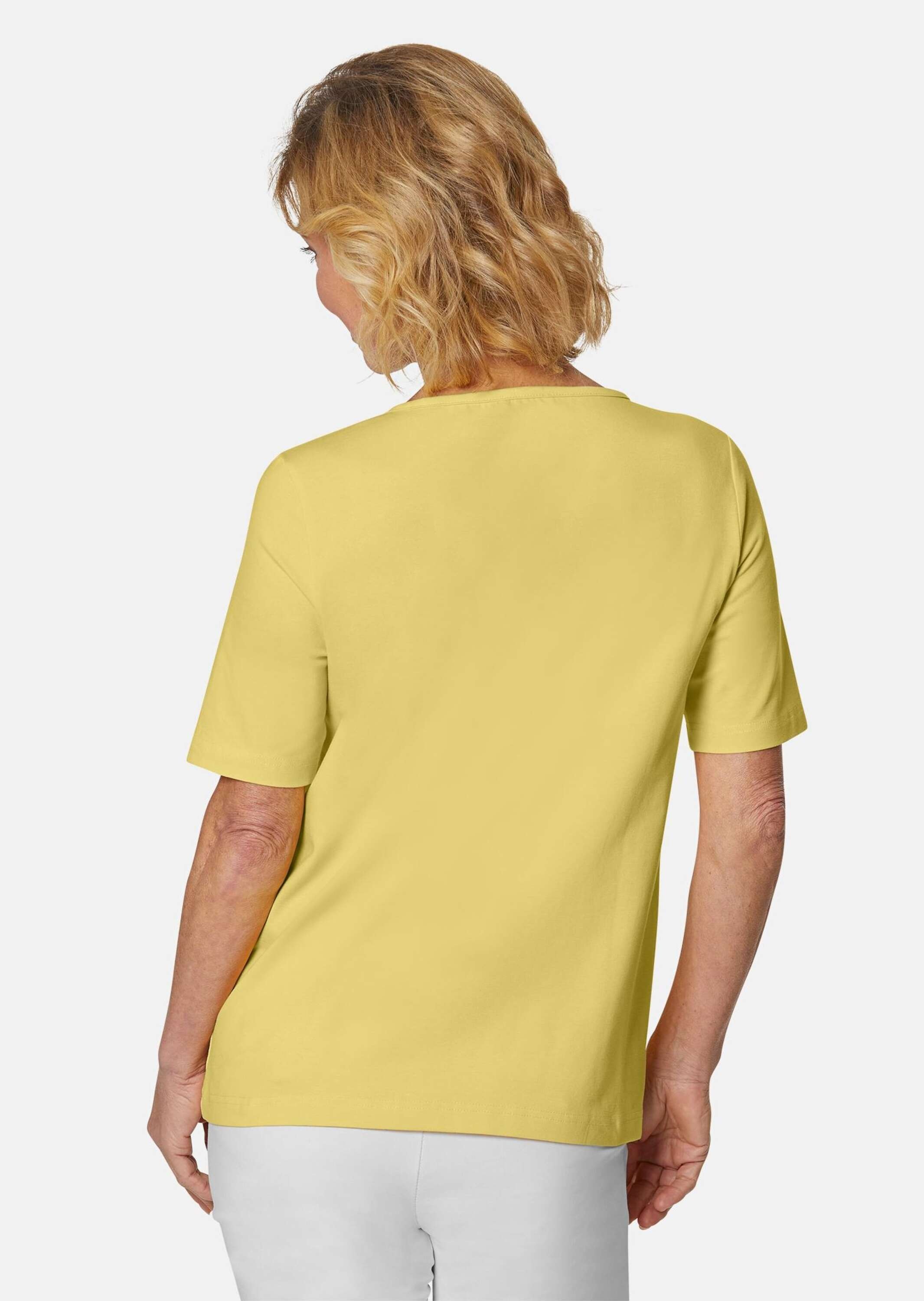 GOLDNER Langarm-Poloshirt »T-Shirt mit charmantem Ausschnitt und Schmucksteinchen«