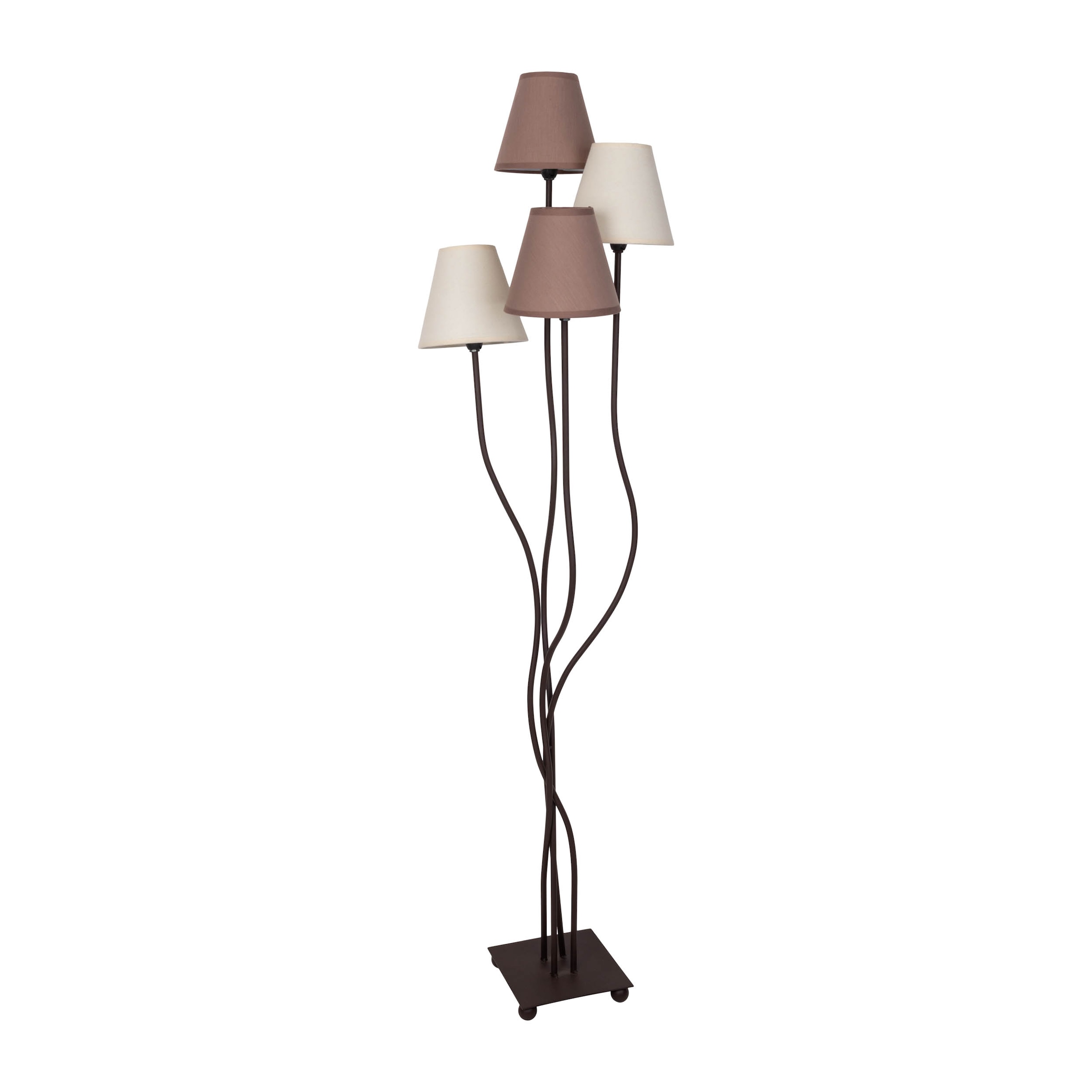 näve Stehlampe »Boho«, 4 flammig, Leuchtmittel E14 | ohne Leuchtmittel, 4flg., E14, Textilschirme 2x beige, 2x braun, inkl. Fußschalter