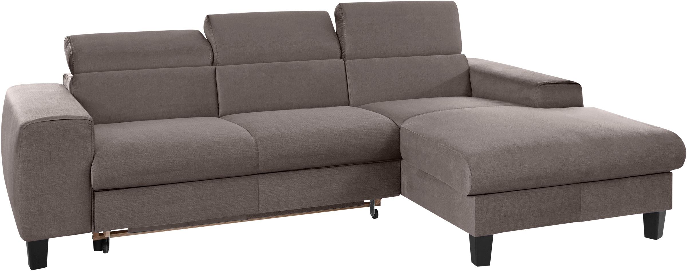 Ecksofa COTTA "Morven L-Form mit Kopfteilverstellung", grau (taupe), B:244cm H:72cm T:166cm, Microfaser PRIMABELLE (100% Polyester);Flachgewebe (100% Polyester);Samtvelours (100% Polyester), Sofas, Ecksofa, wahlweise mit Bettfunktion, Bettkasten & Wireles 9