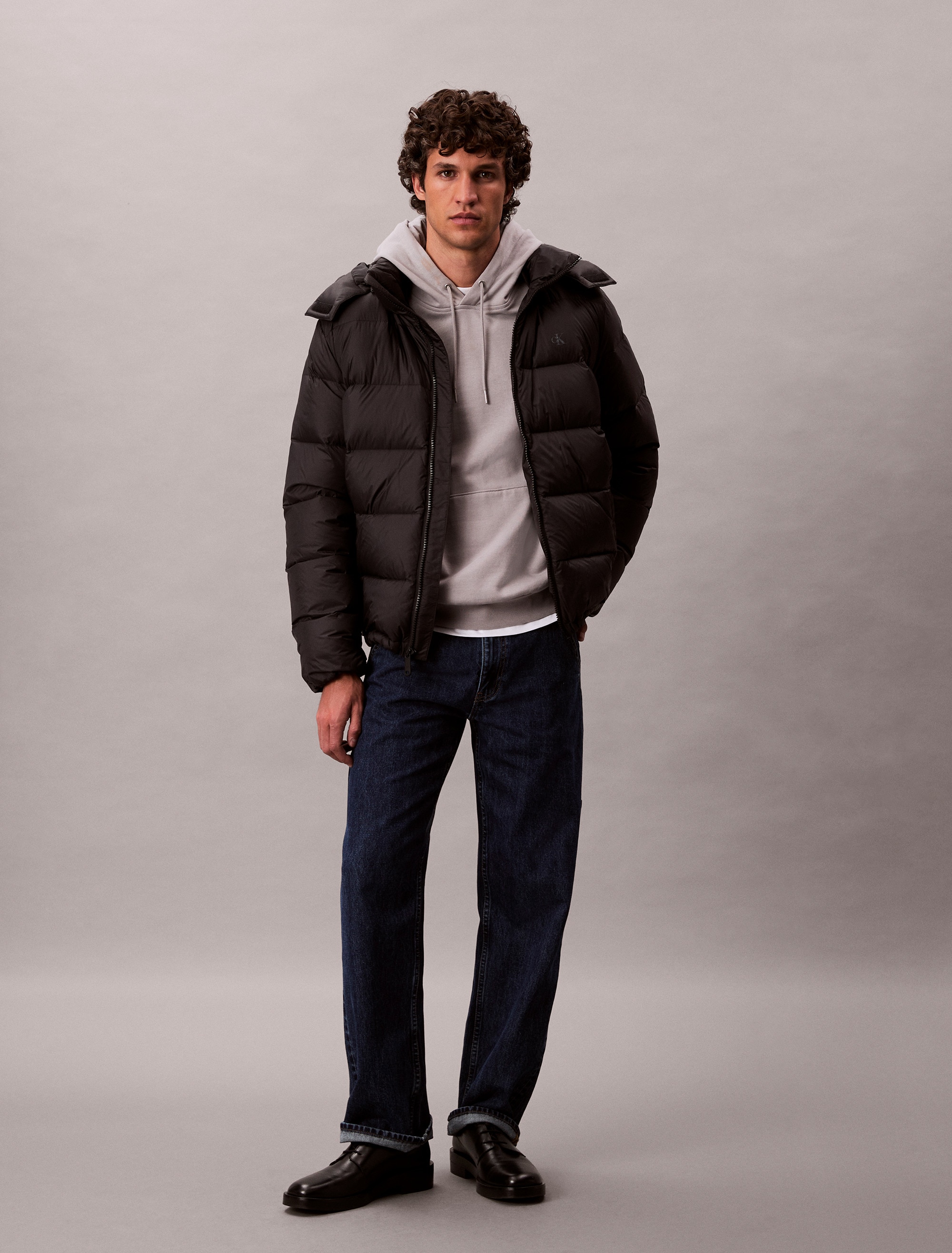 Calvin Klein Jeans Steppmantel »LS NYLN ZP OFF HD DW«, Mit Rundhalsausschnitt