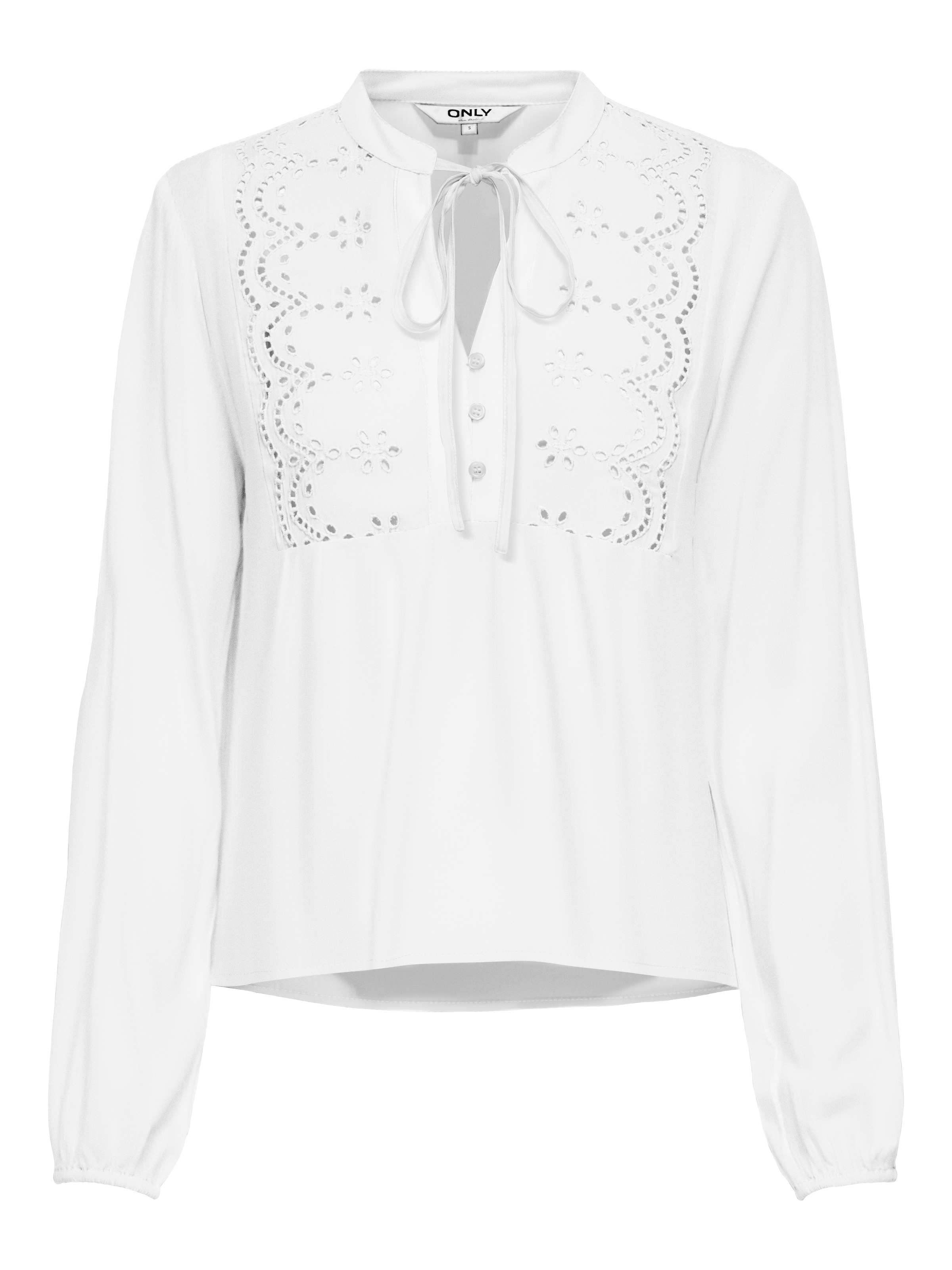 ONLY Langarmbluse »ONLLENNYO LS EMBROID V-NECK TOP NOOS WVN«