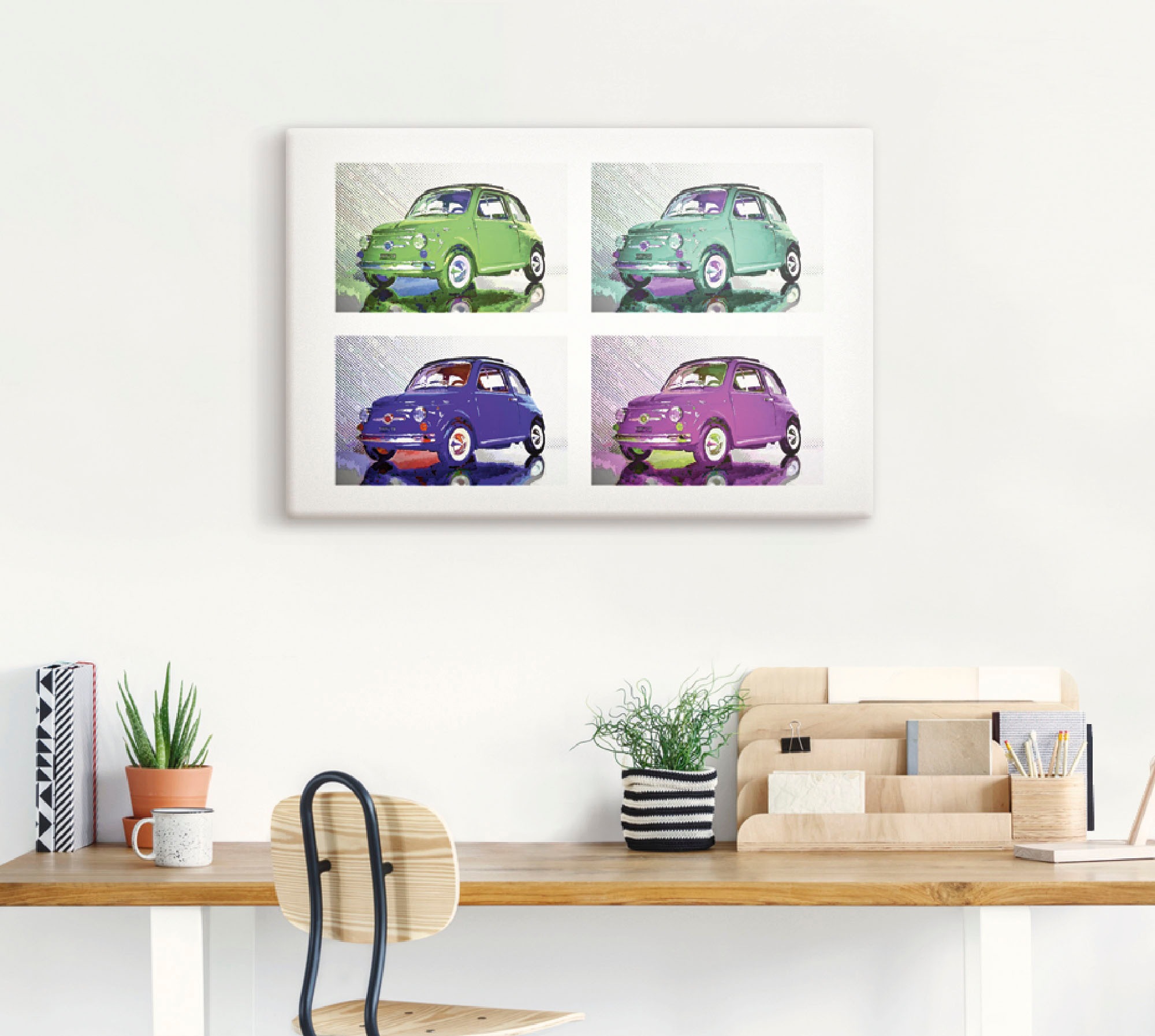 Artland Leinwandbild »POP ART Der kleine italienische Freund«, Auto, (1 St.), auf Keilrahmen gespannt