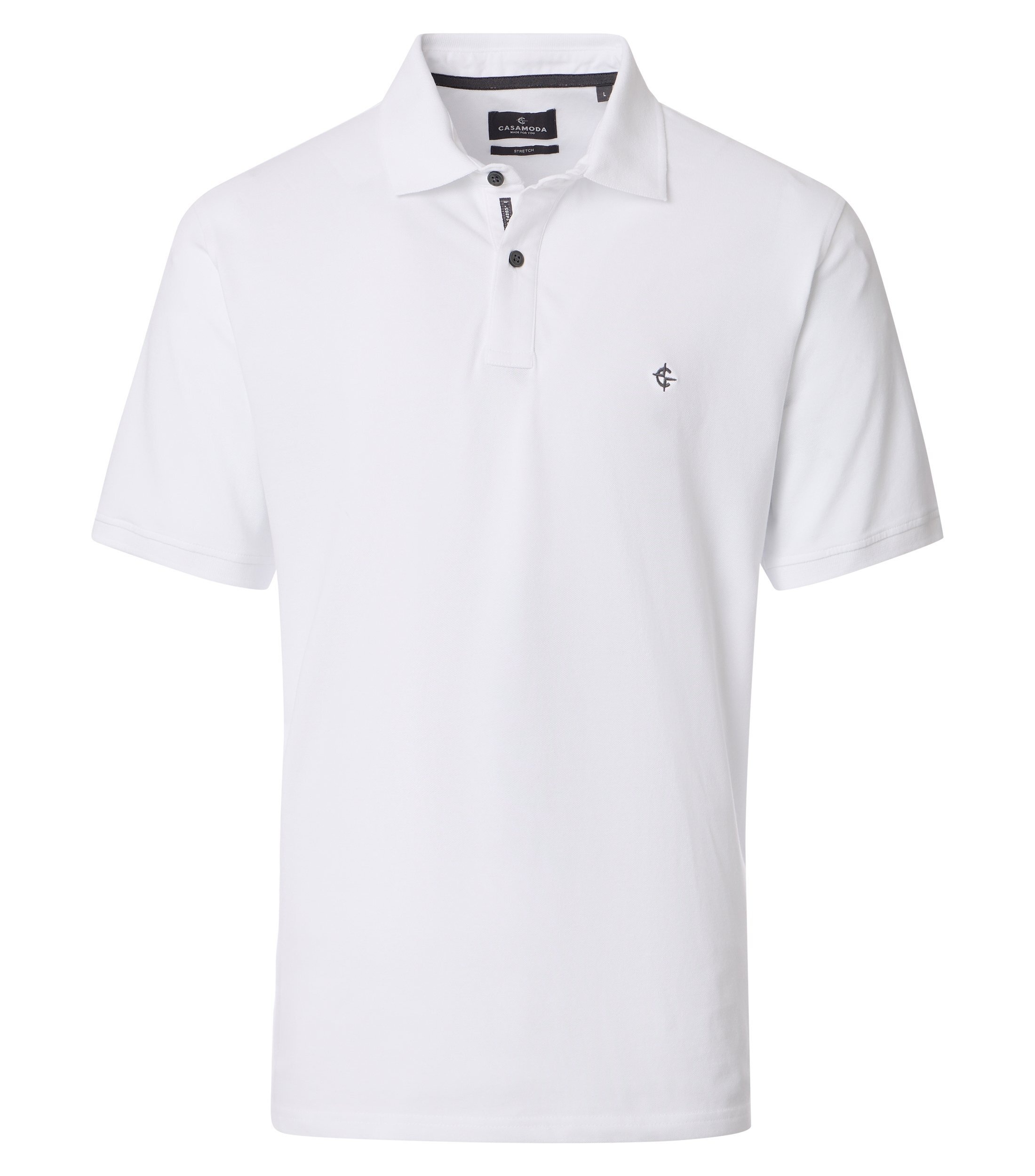 Poloshirt CASAMODA "CASAMODA Polo-Shirt uni", Damen, Gr. S, weiß, 95% Baumwolle, 5% Elasthan, Shirts