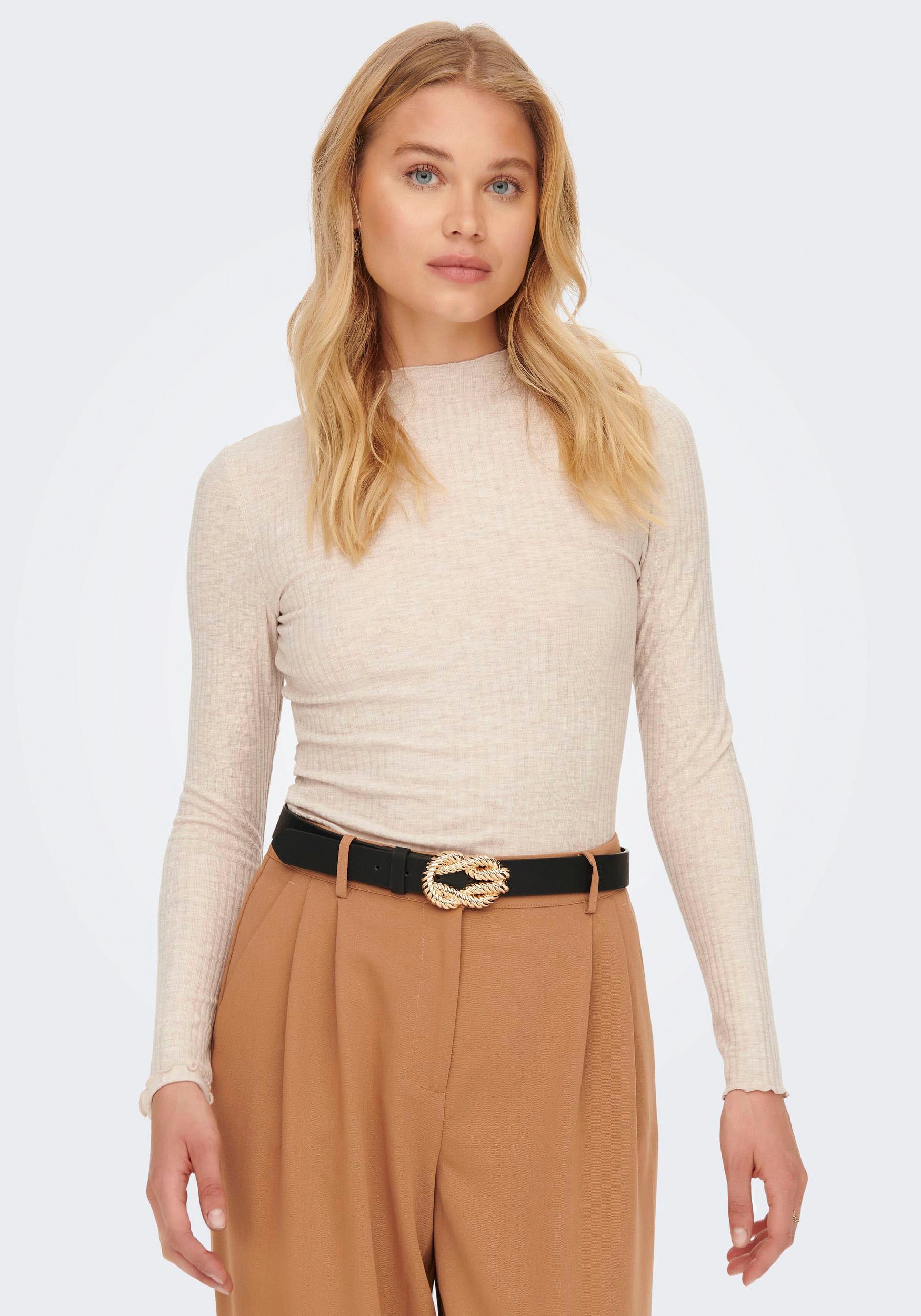 ONLY Langarmshirt "ONLEMMA L/S HIGH NECK TOP" Materialmix günstig online kaufen