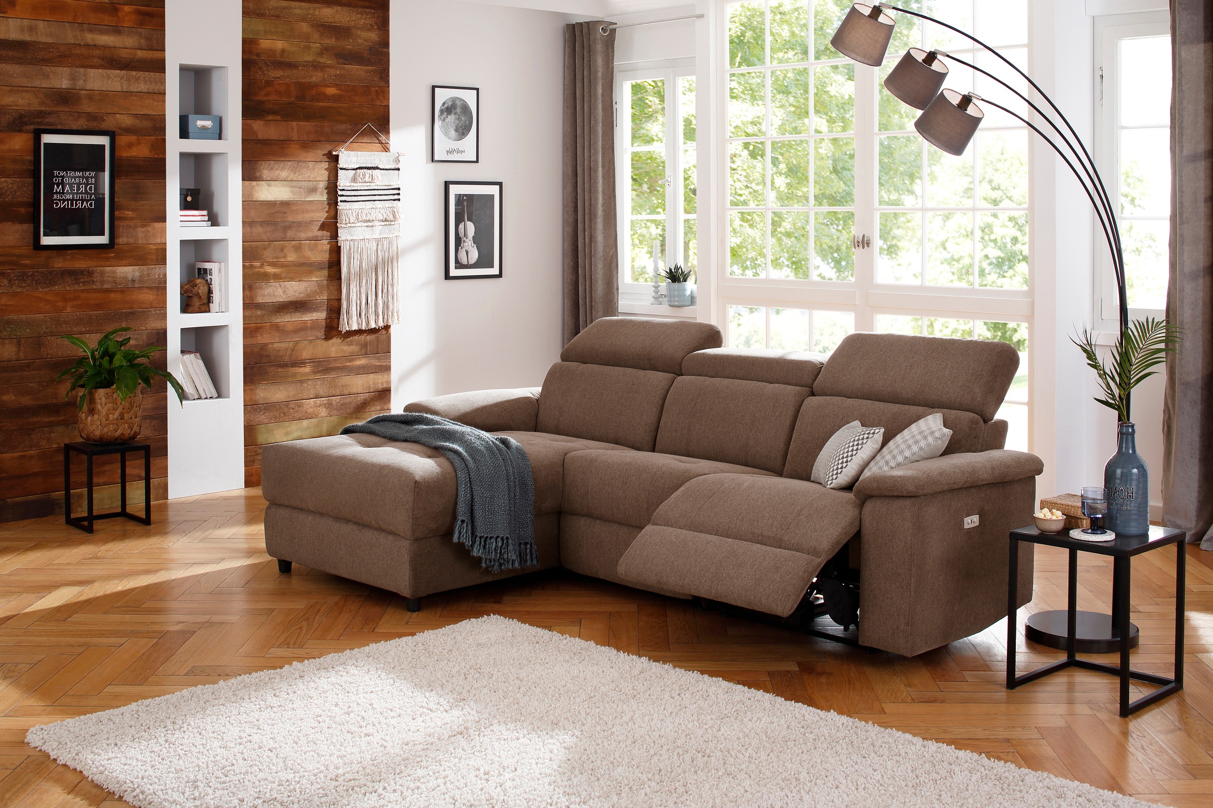 Home affaire Ecksofa »Binado, L-Form,«, mit manueller oder elektrischer Relaxfunktion mit USB-Anschluss