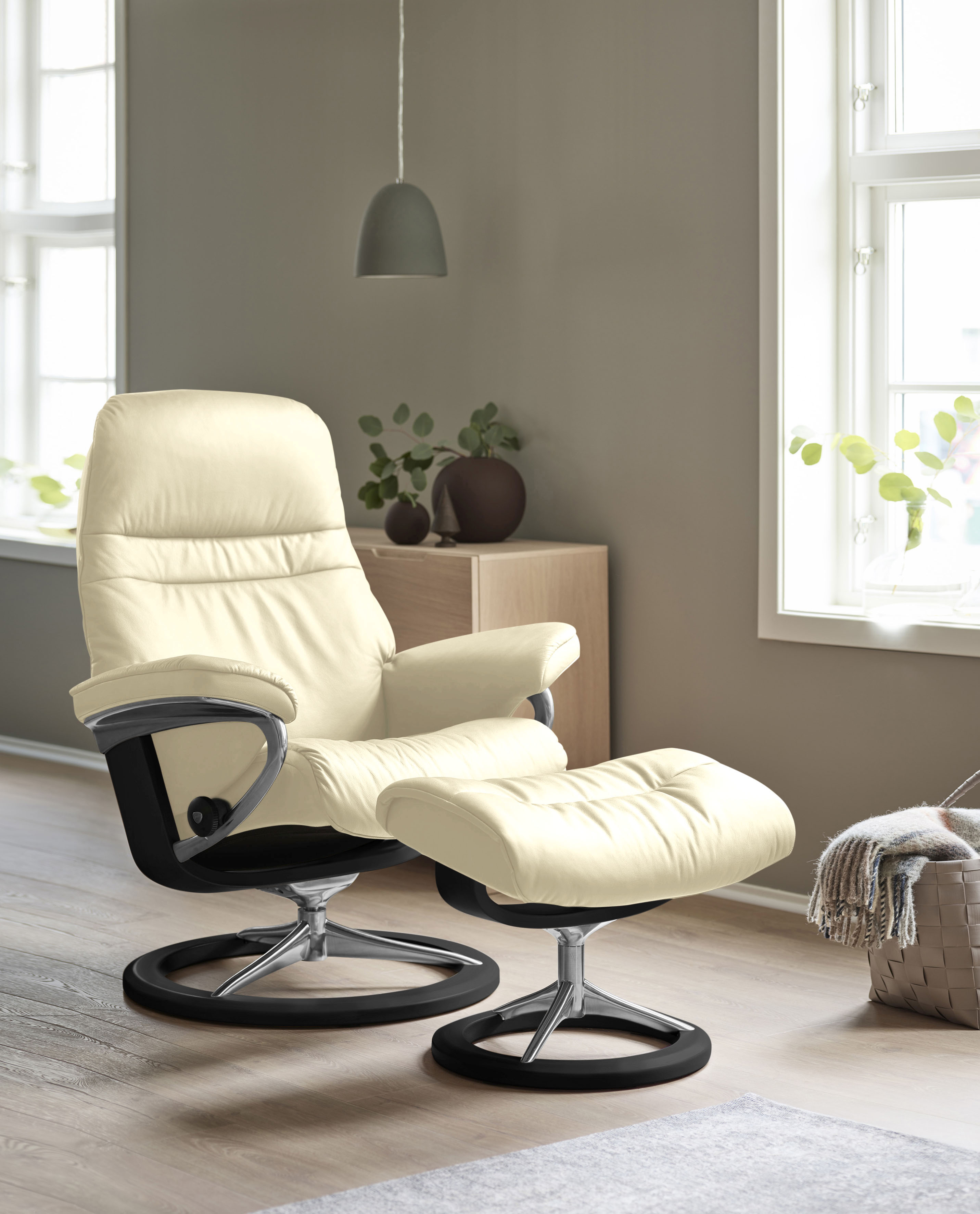 Stressless Relaxsessel "Sunrise" Relaxsessel mit Hocker, mit Signature Base, Größe M, Gestell Schwarz
