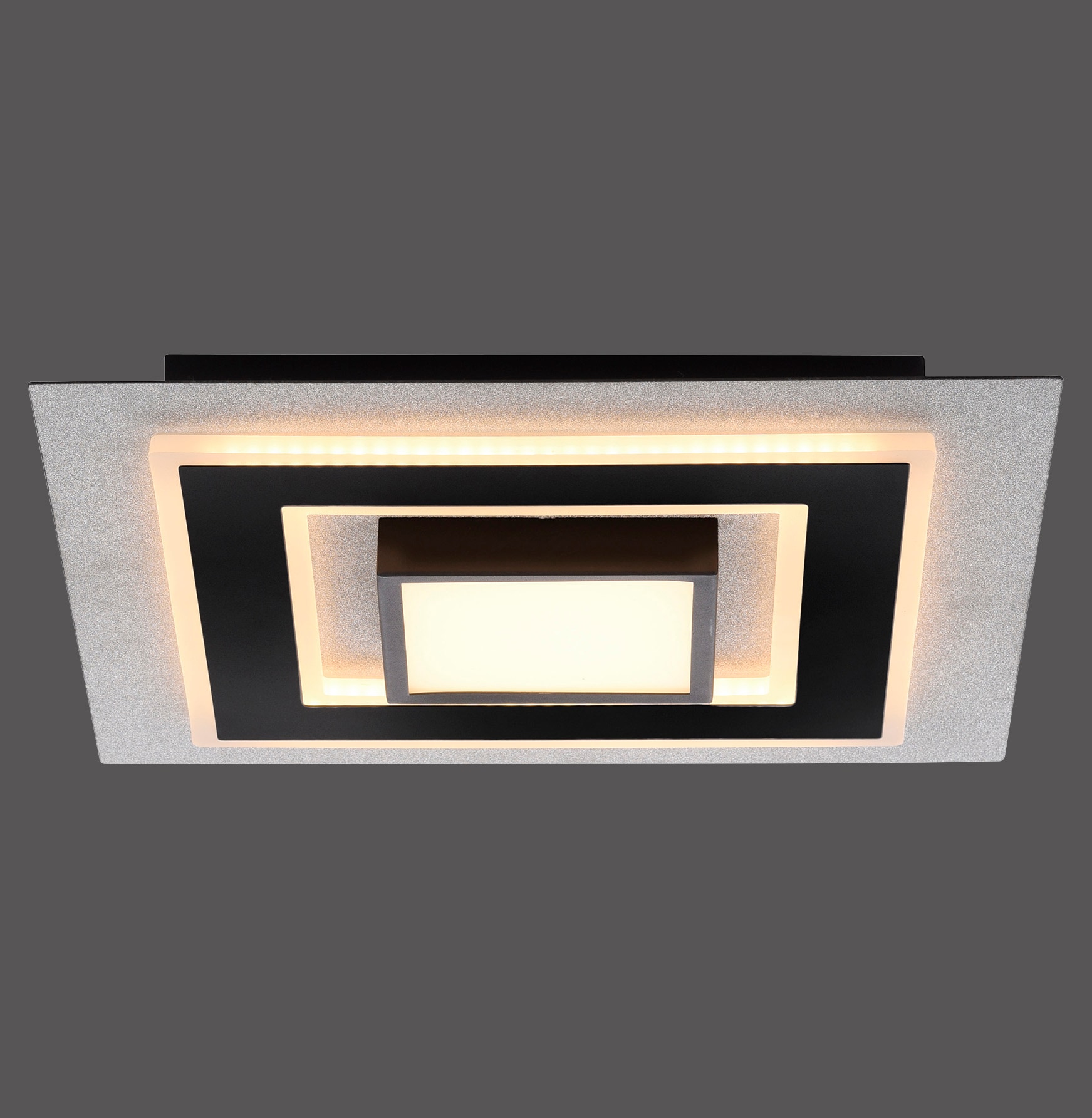 JUST LIGHT LED Deckenleuchte »Deckenleuchte CICHIO« LED-Board 1 Stk. Silber mit Glitzereffekt, schwarz matt strukturiert und schwarz-chrom
