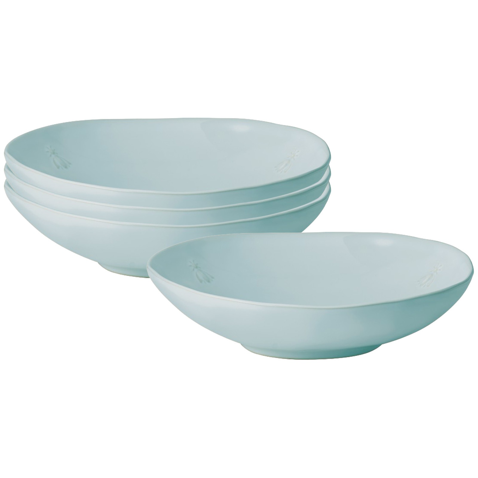 La Rochère France Pastateller "Pastateller Biene ø 23 cm 4er Set blau" Spülmaschinengeeignet, Mikrowellengeeignet