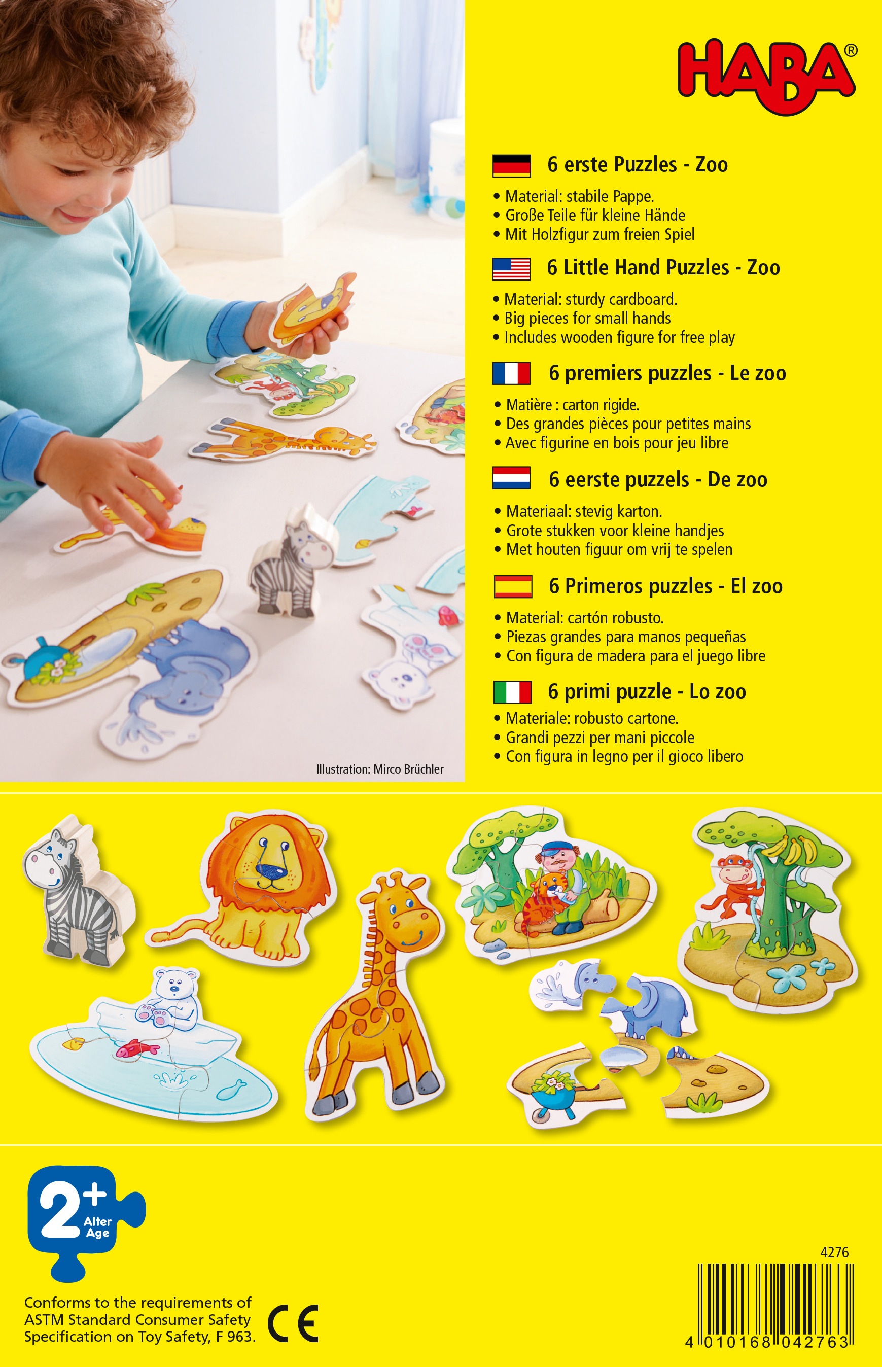 Haba Konturenpuzzle »6 erste Puzzles, Zoo«, Made in Europe
