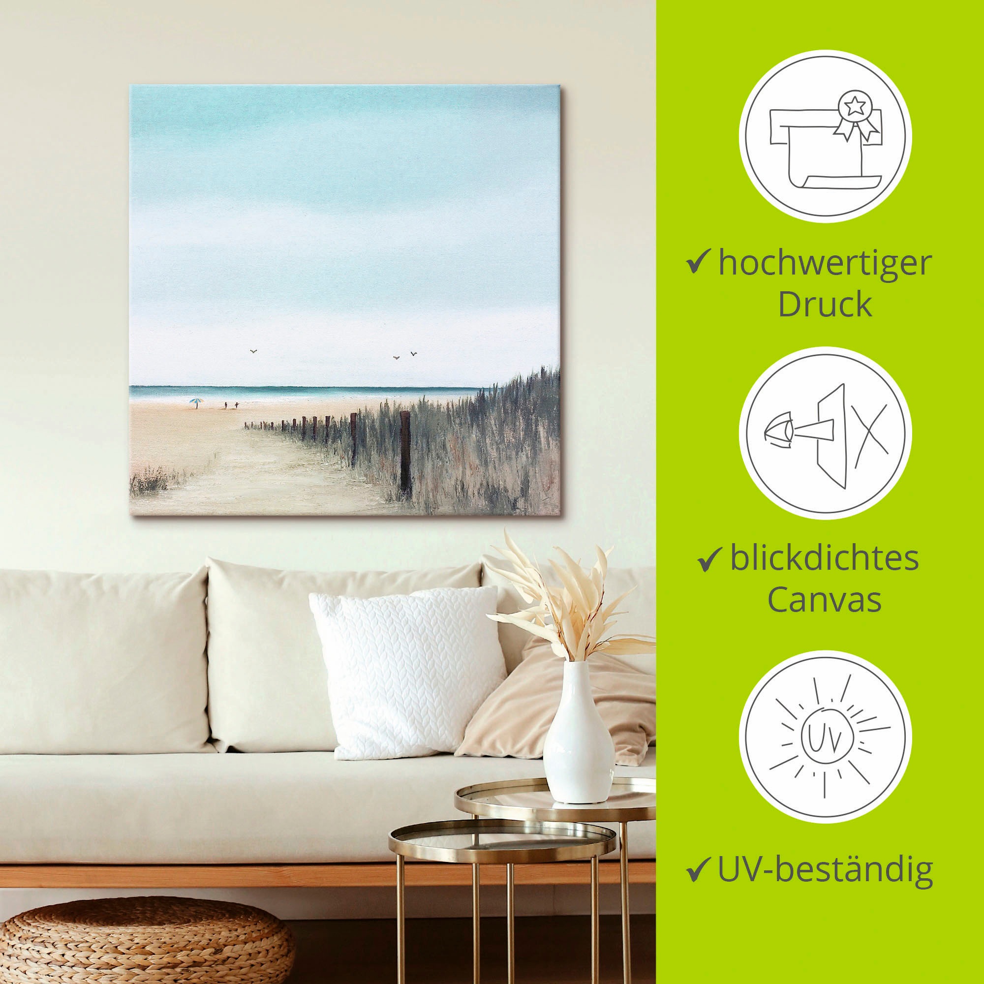 Artland Wandbild »Sonniger Morgen I«, Strand, (1 St.), als Leinwandbild, Poster in verschied. Größen