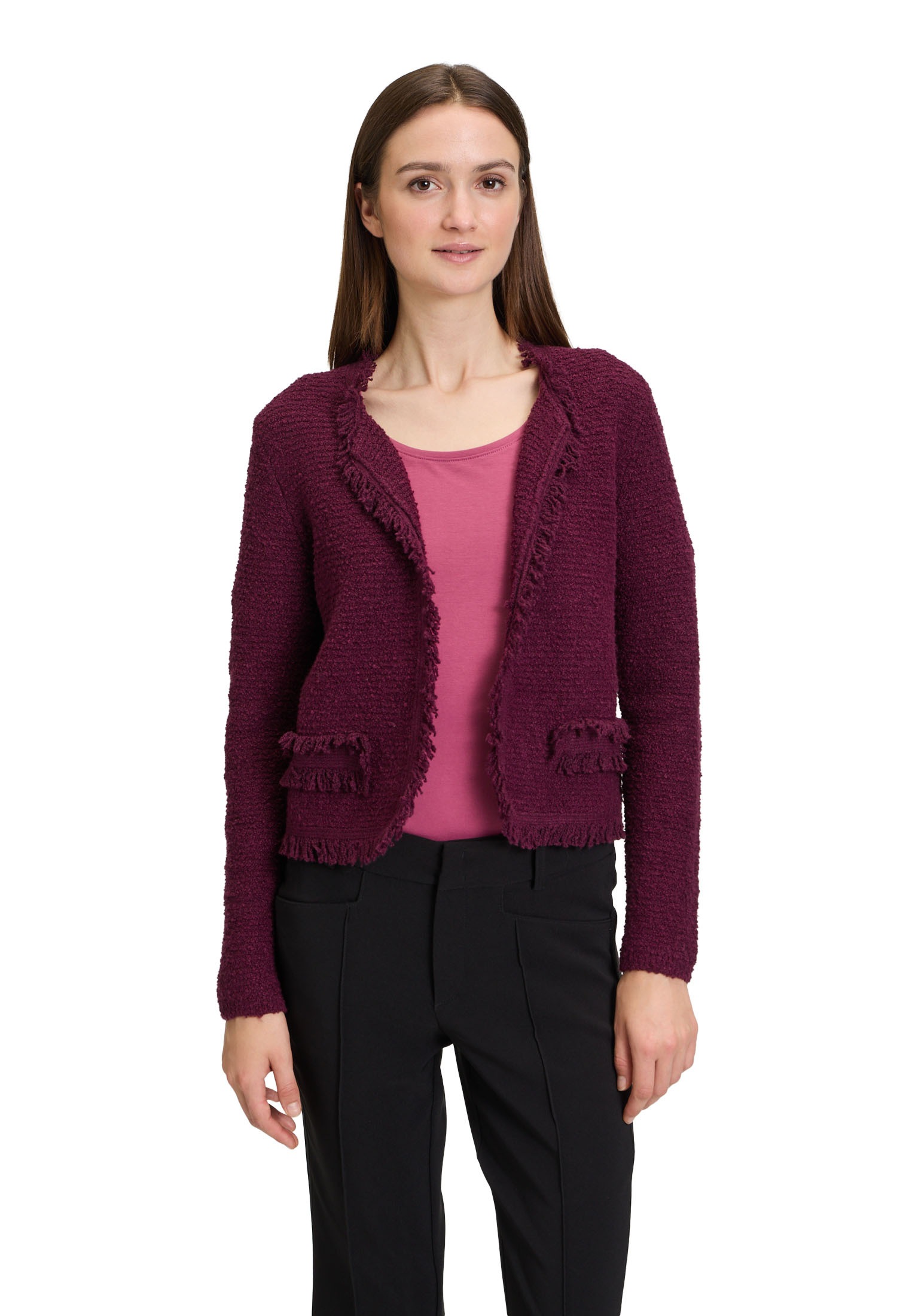 Cartoon Strickjacke "Cartoon Damen Strick-Cardigan mit Fransen", Fransen günstig online kaufen