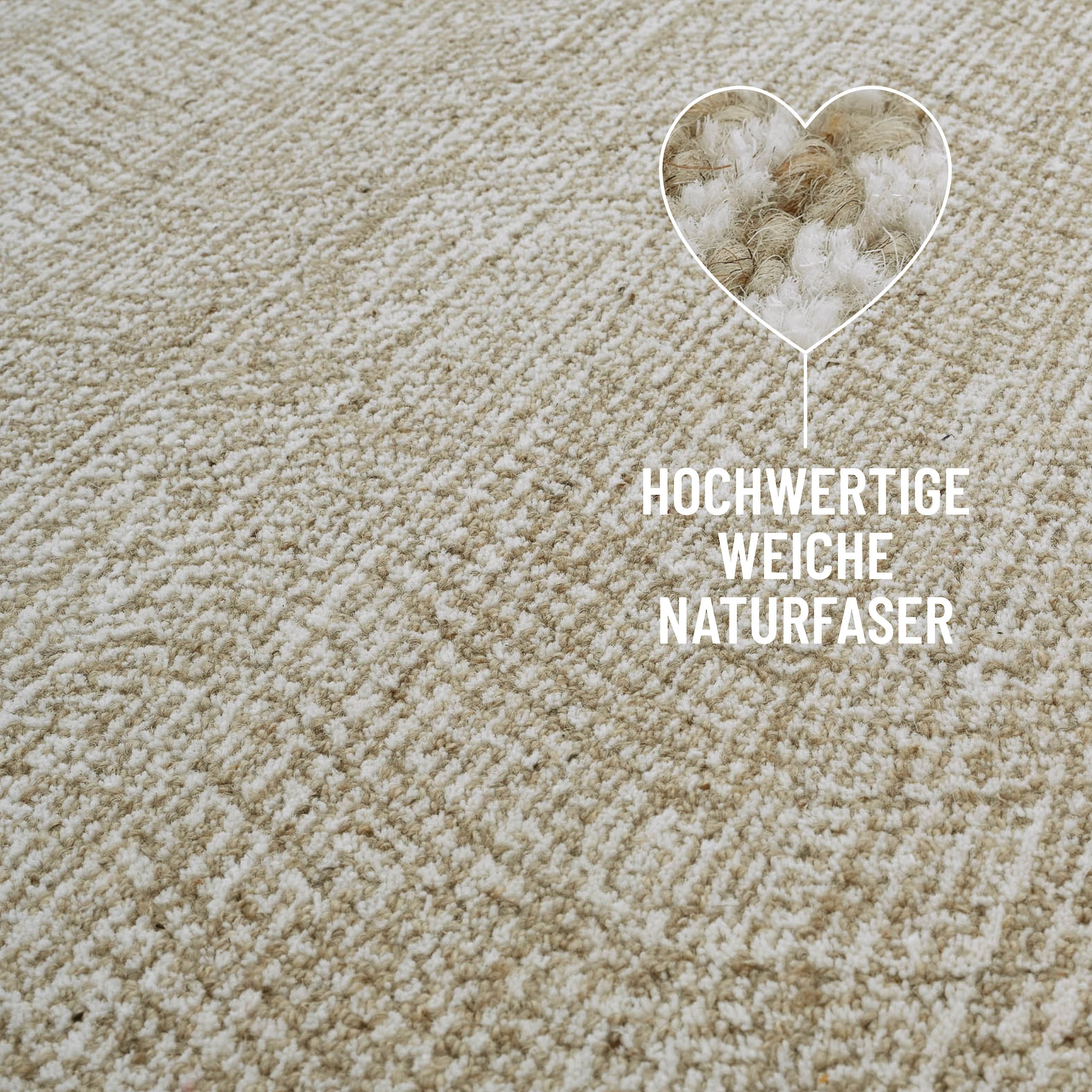 Wecon home Wollteppich »Hamptons THIRTEEN«, rund, 10 mm Höhe, Schurwolle, Kurzflor, Wohnzimmer, Schlafzimmer, elegant, Wellen-Design