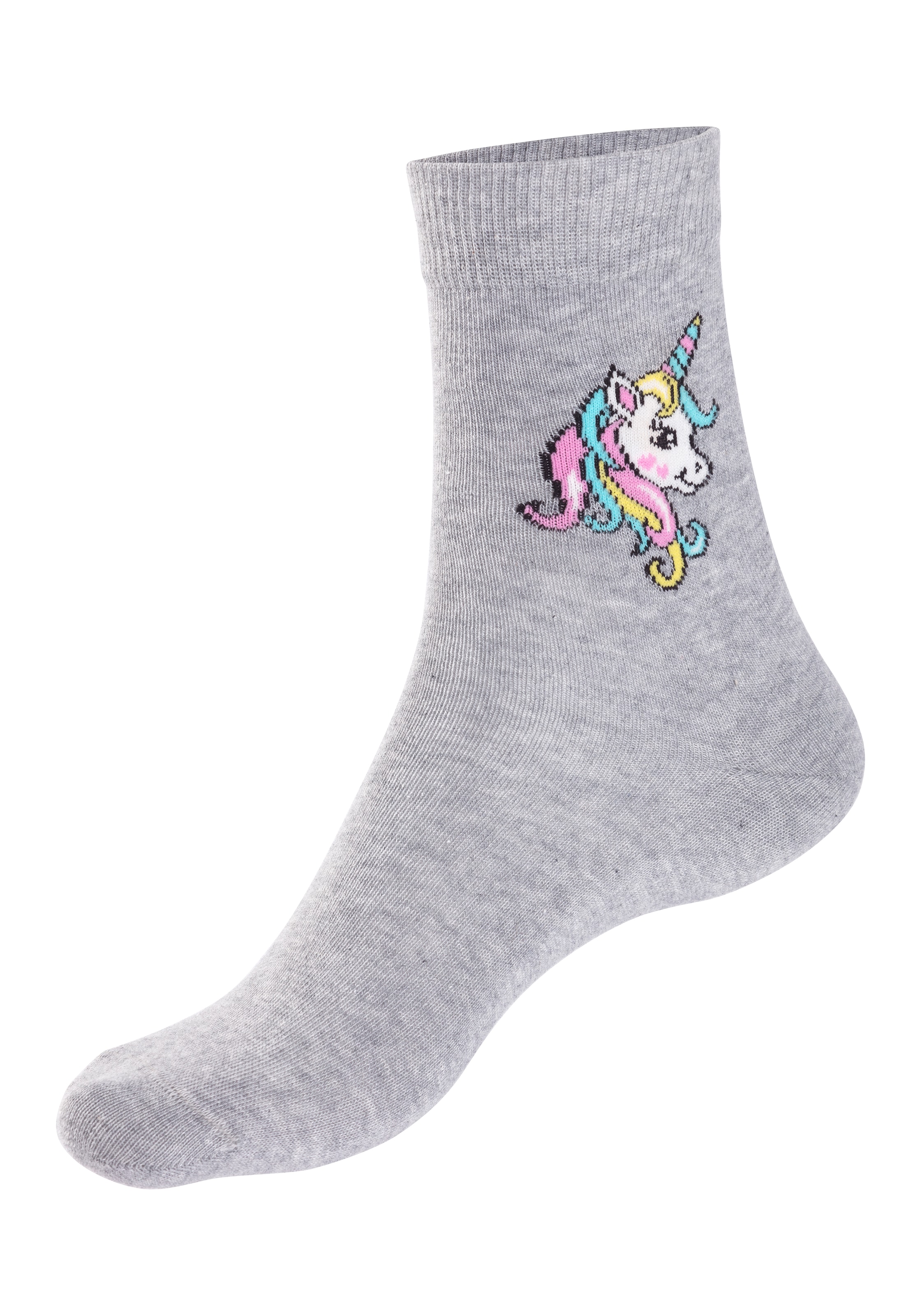 H.I.S Basicsocken, (4 Paar), mit Einhorn Motiven