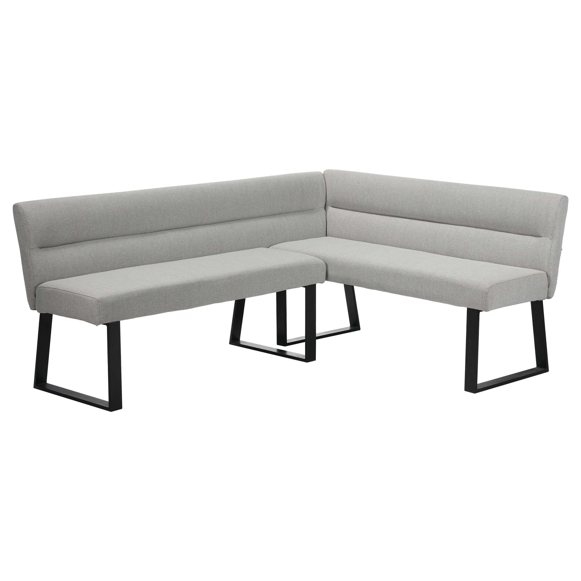Essbank OTTO HOME "Ivanna", hellgrau, schwarz, B:190cm H:82cm T:62cm, Stoff, Sitzbänke, Essbank, schwarzes Metallgestell, Webstoff Bezug, Breite 193/152