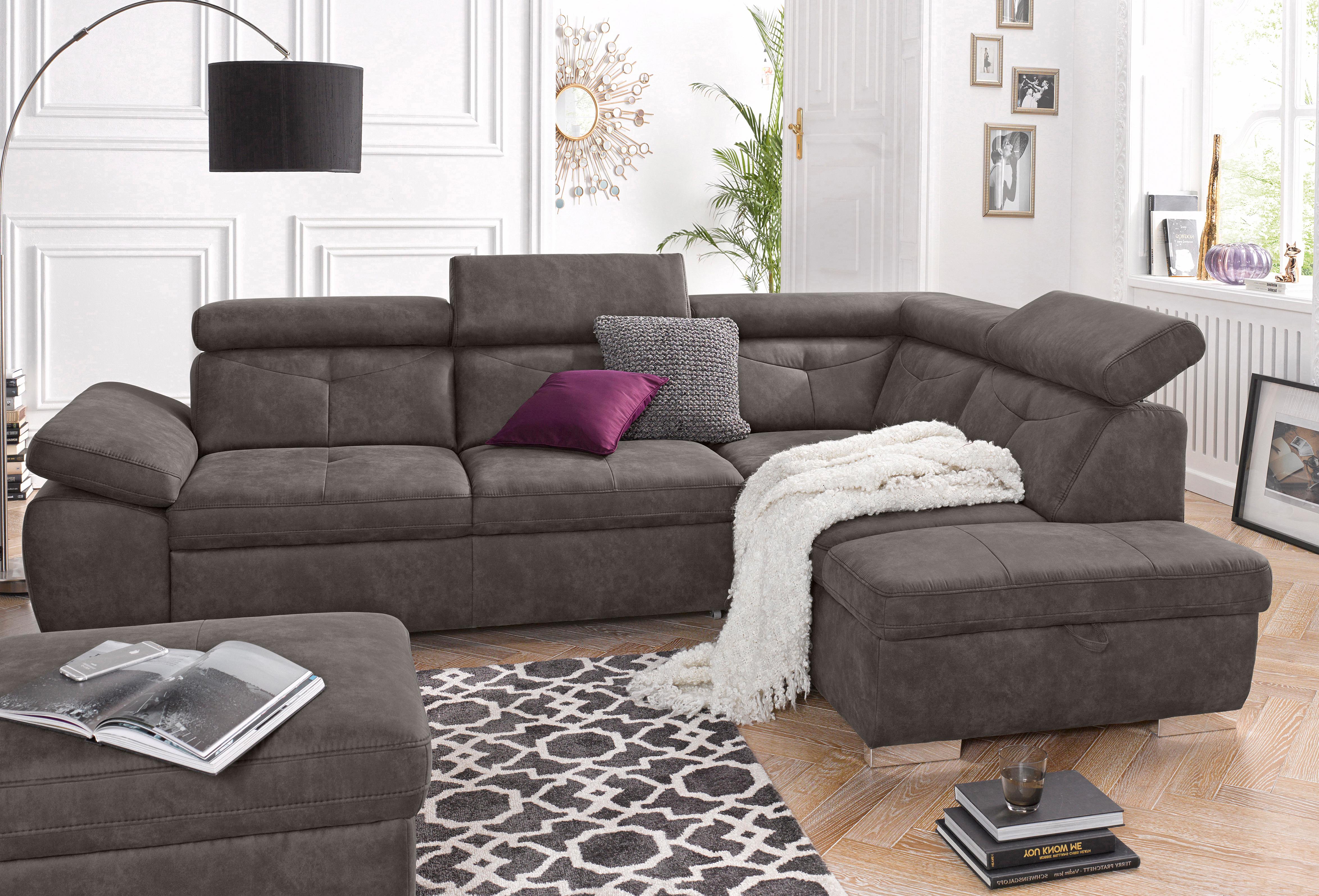 exxpo - sofa fashion Ecksofa "Spring, super bequem und komfortabel mit Armteil- und Kopfteilfunktion" mit Bettfunktion & Bettkasten, Luxus-Microfaser +Simply Clean