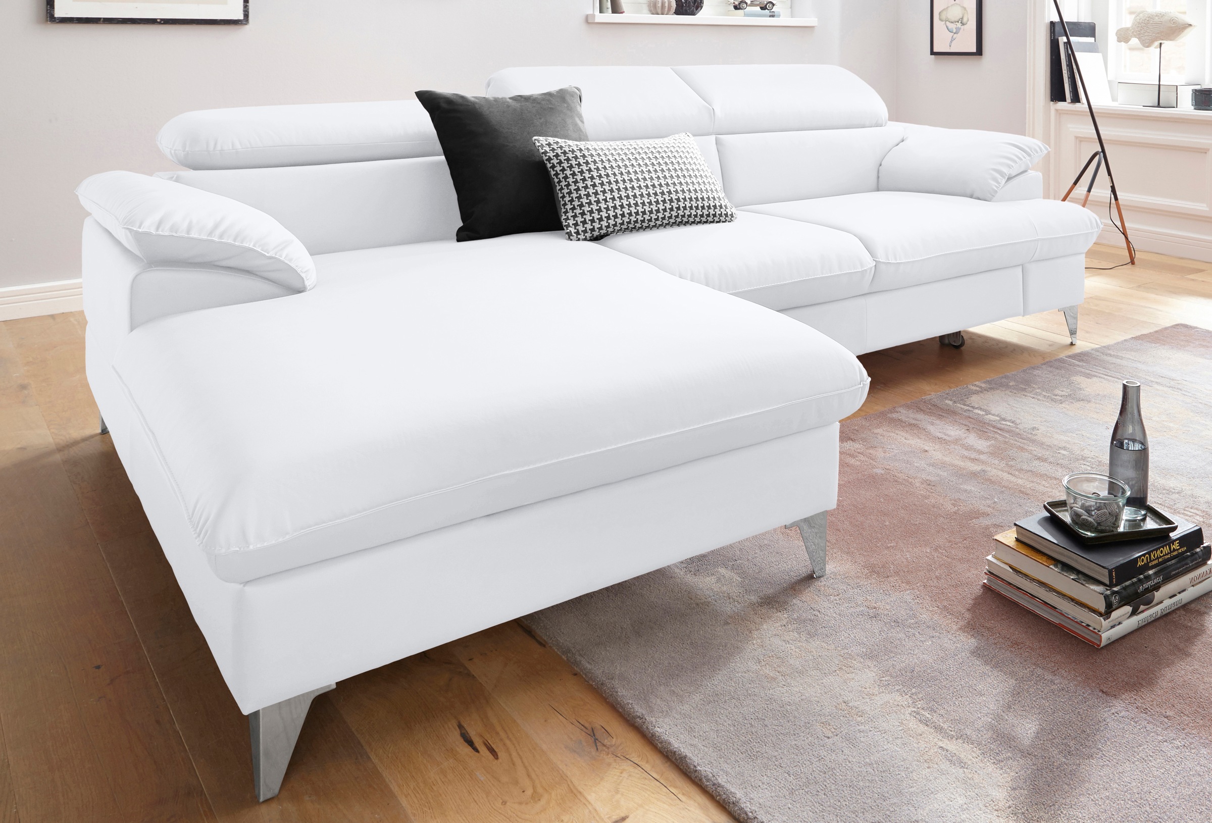 COTTA Polstergarnitur »Caluso L-Form«, (2 tlg.), Set bestehend aus: Ecksofa mit Kopfteilverstellung & Hocker