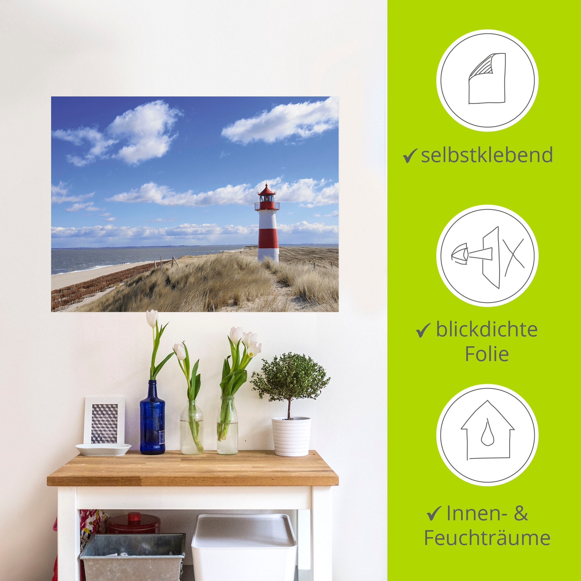 Artland Leinwandbild »Leuchtturm Sylt«, Gebäude, (1 St.), auf Keilrahmen gespannt