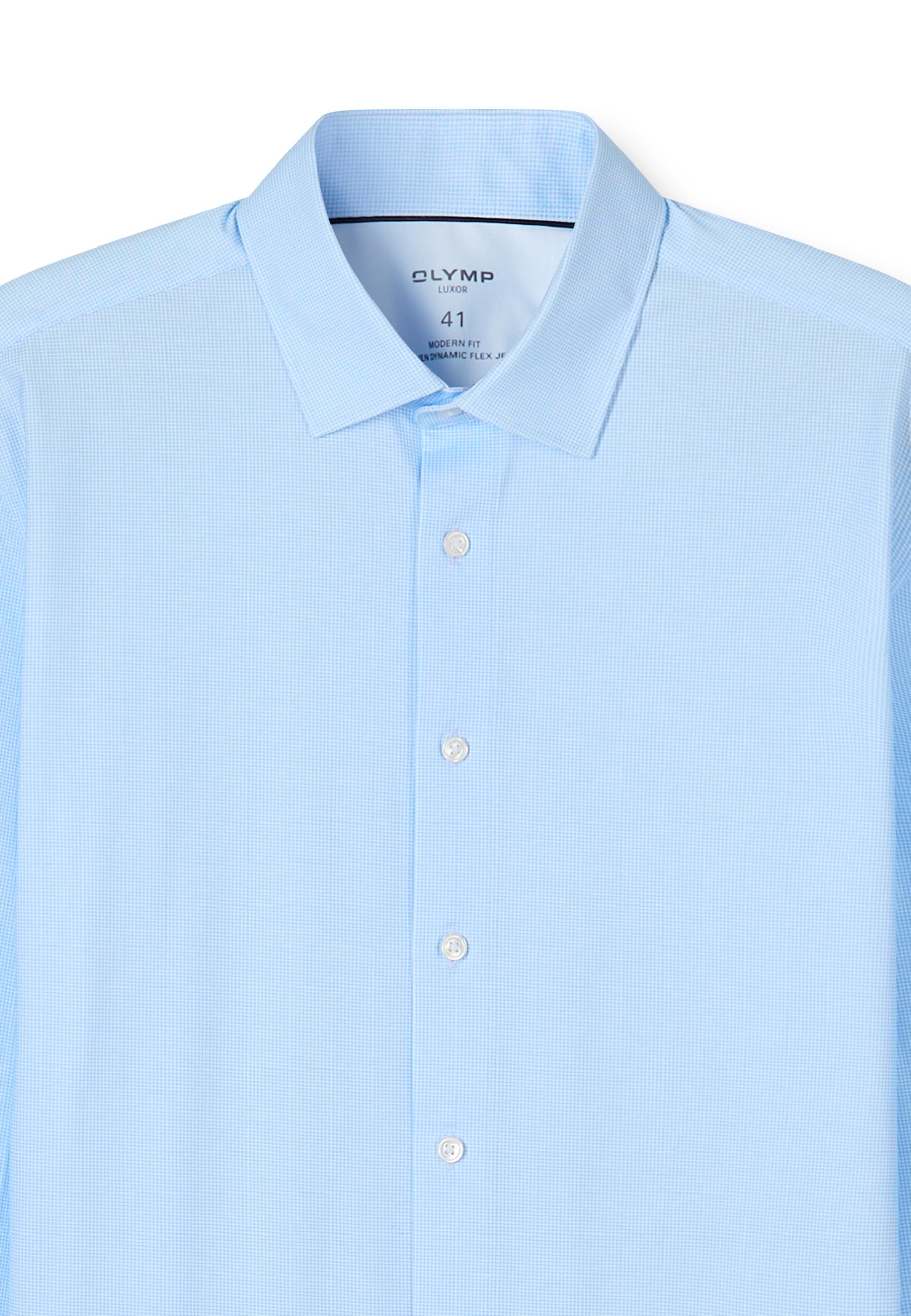 Businesshemd OLYMP "OLYMP Luxor 24/Seven, modern fit, New Kent", Herren, Gr. 42, Normaler Arm, bleu, 92% Baumwolle, 8% Elasthan, Hemden 5
