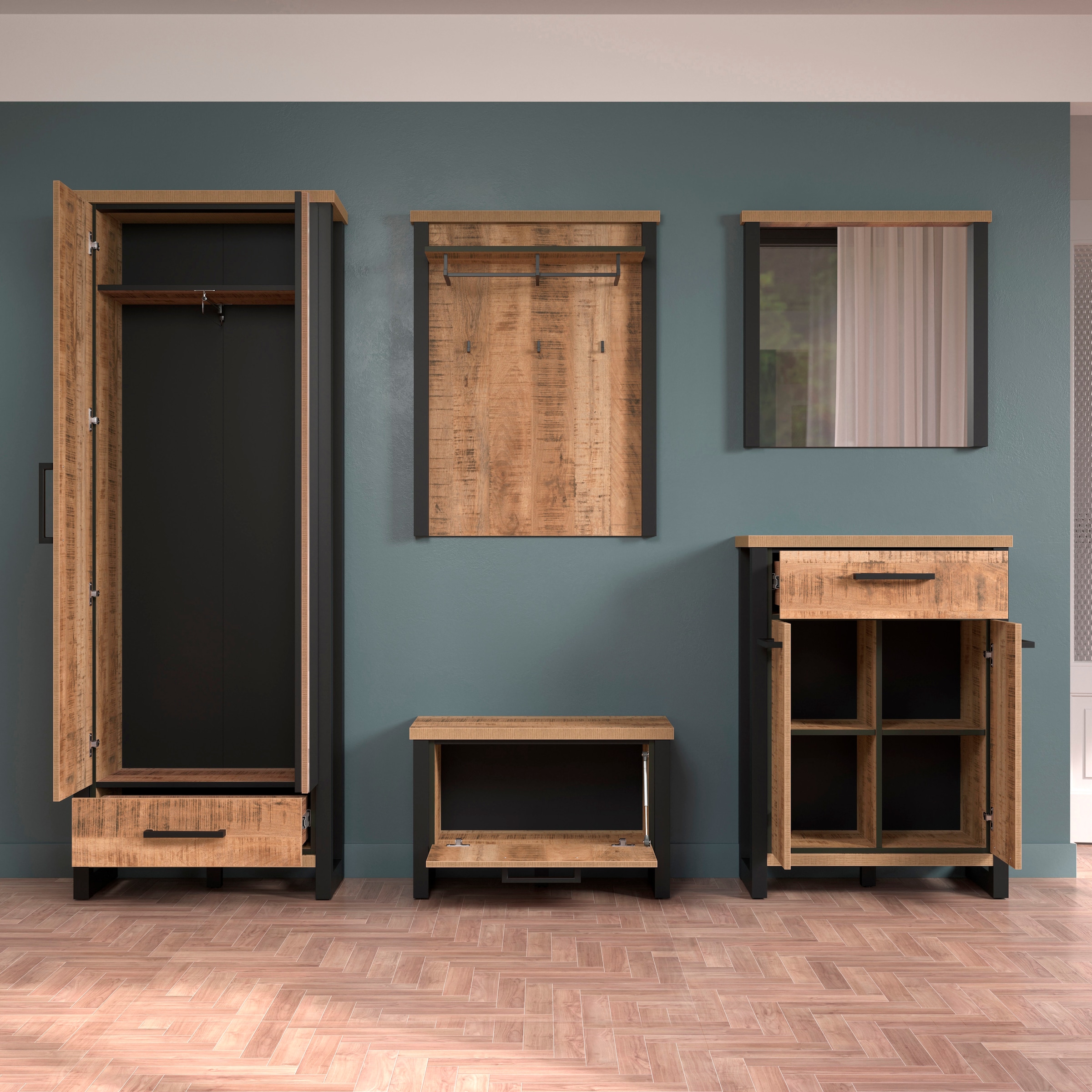 Home affaire Garderoben-Set "Elda", (Komplett-Set, 5 St.), Garderoben-Set: günstig online kaufen