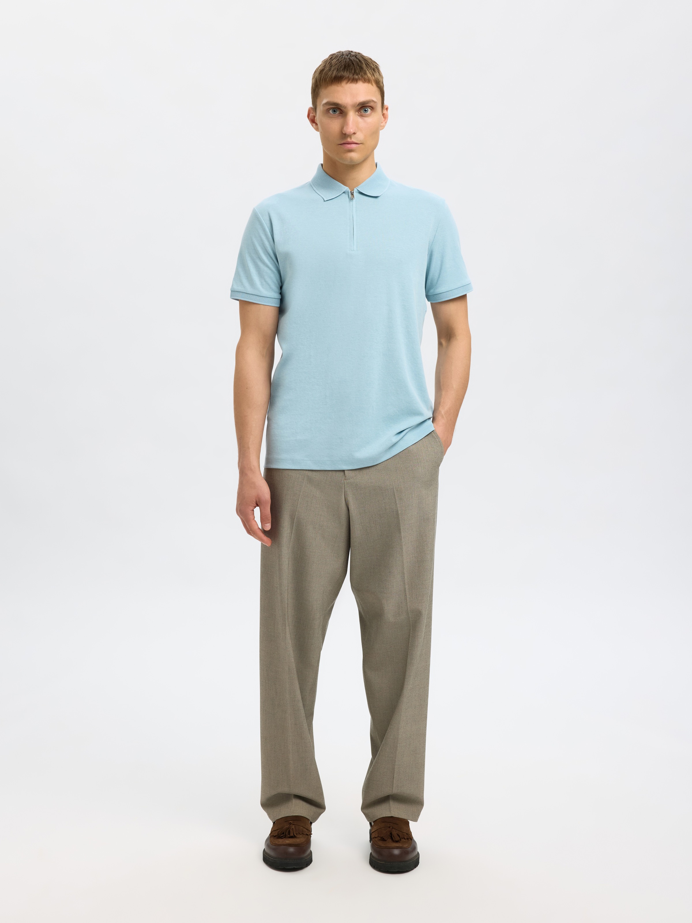 Thumbnail - SELECTED Poloshirt "SLHFAVE ZIP SS POLO NOOS" Baumwollmischung, regular fit