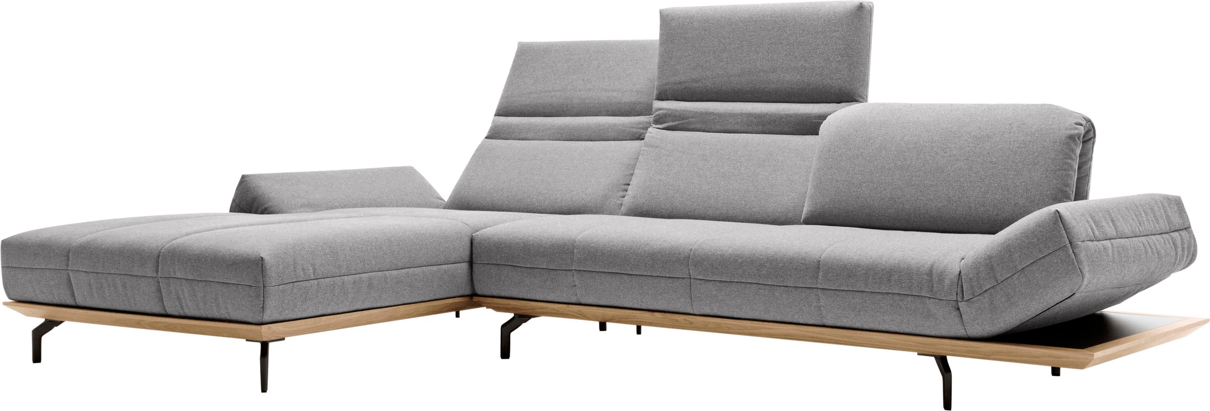 Creation BY ROLF BENZ Ecksofa »CR.420, Designecksofa, L-Form«, in 2 Qualitäten, Holzrahmen in Eiche Natur oder Nußbaum, Breite 313 cm