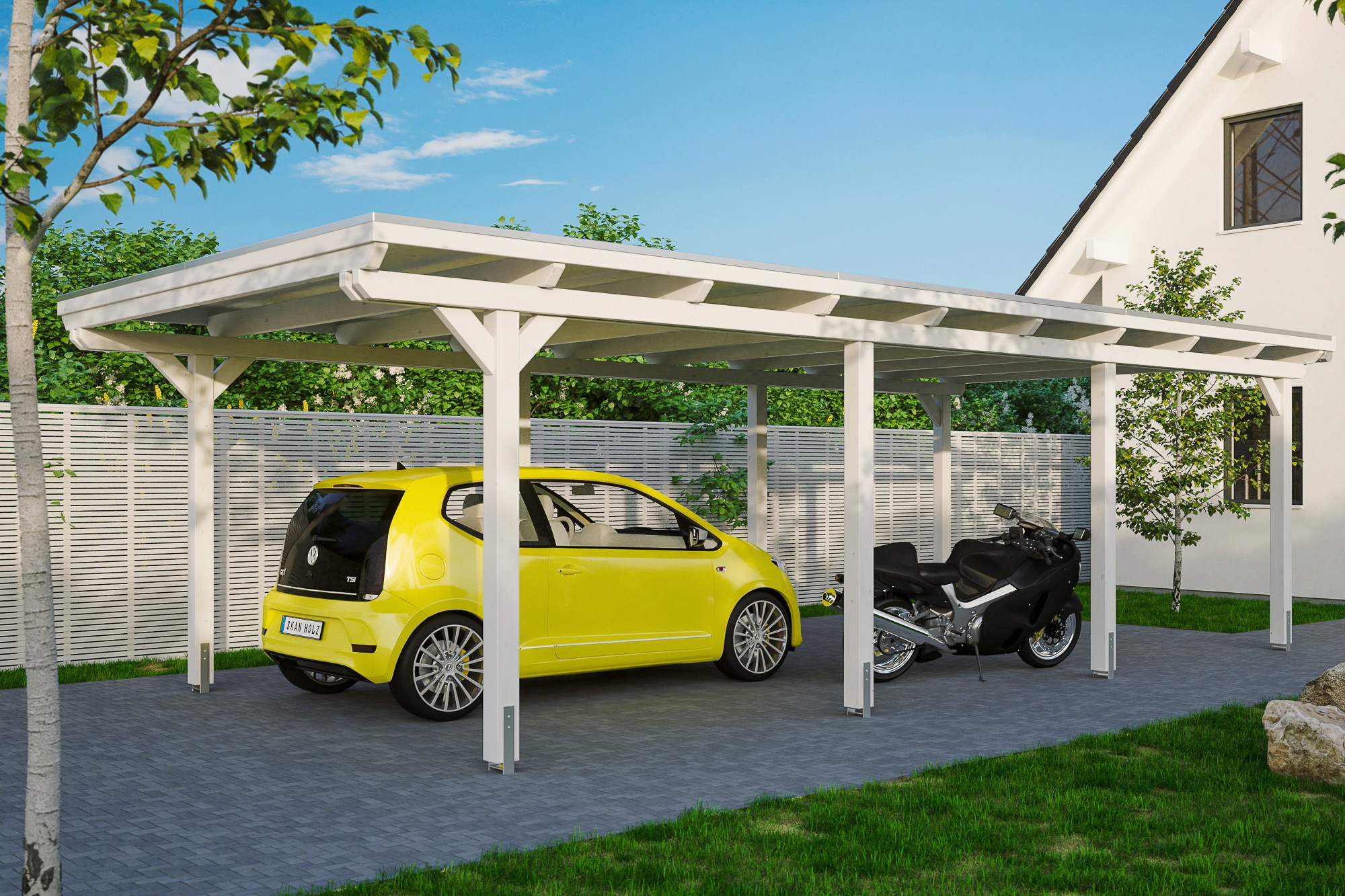Skanholz Einzelcarport "Emsland" Massivholz 341 cm weiß versch. Farben