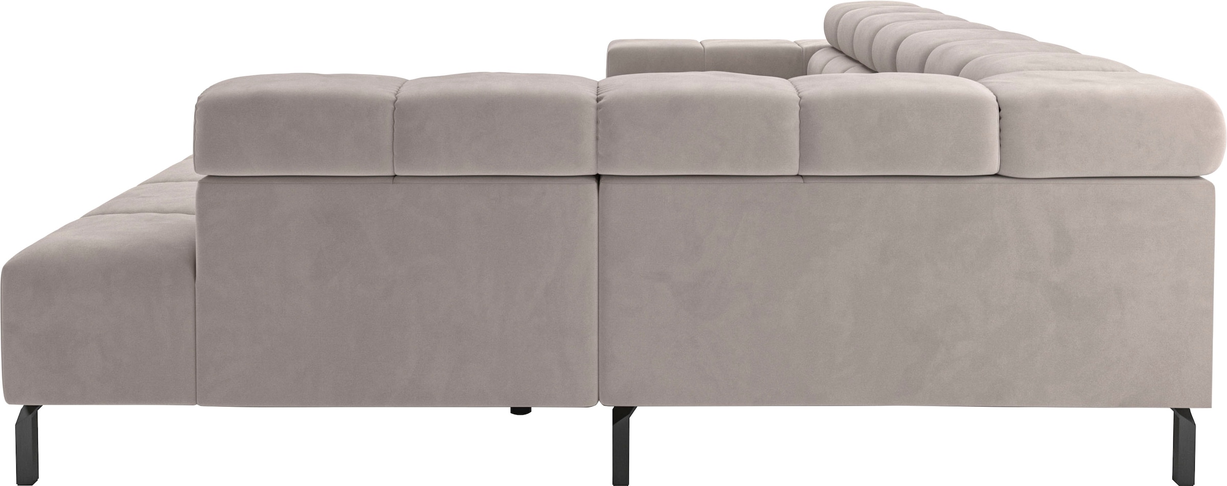 INOSIGN Ecksofa »Ancona New, wahlweise motorische Sitztiefenverstellung, auch in Cord«, feine Steppung, mit Kopfteilverstellung, 3 Zierkissen, L-Form
