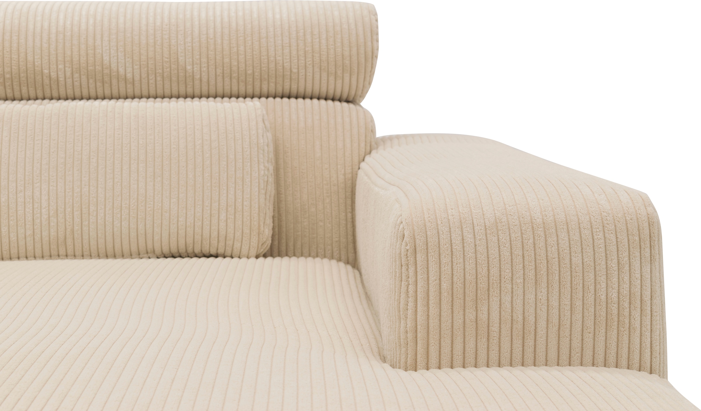 DOMO collection Ecksofa »Brandon B/T/H: 289/177/80 cm, whlw. mit Sitztiefenverstellung, L-Form«, ohne Sitztiefenverstellung, Cord, creme