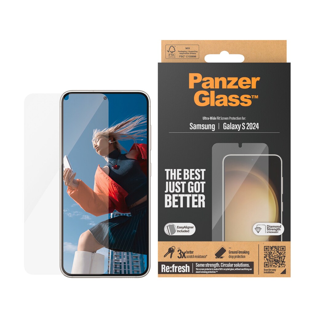 PanzerGlass Displayschutzglas »Ultra Wide Fit Screen Protector«, für Samsung Galaxy S24