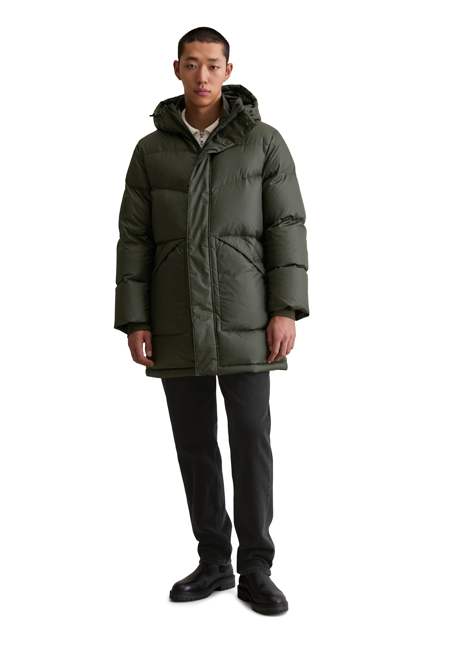 Marc O'Polo DENIM Daunenmantel »mit fixierter Kapuze«